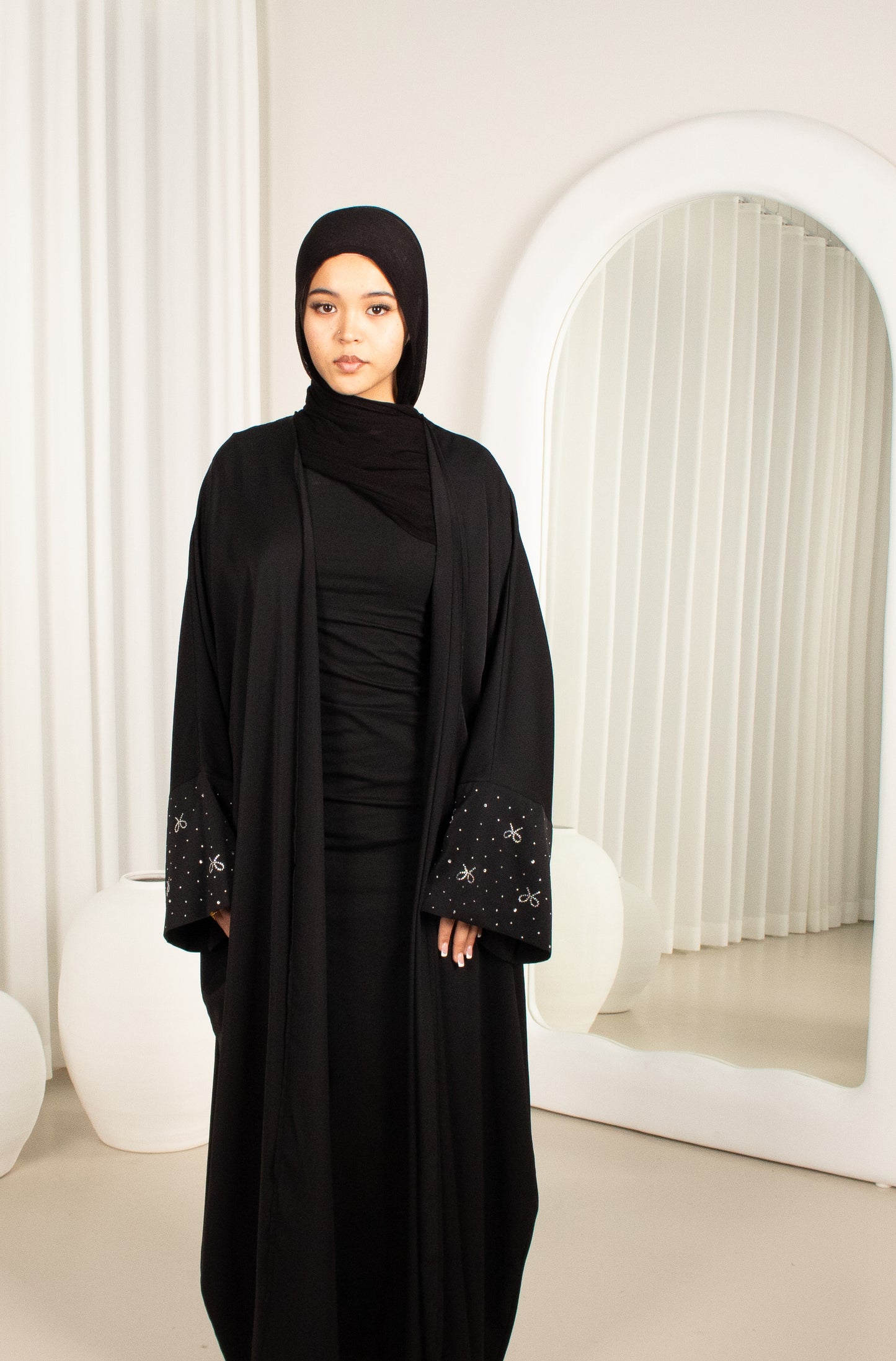 Marni Bow Open Abaya - Black