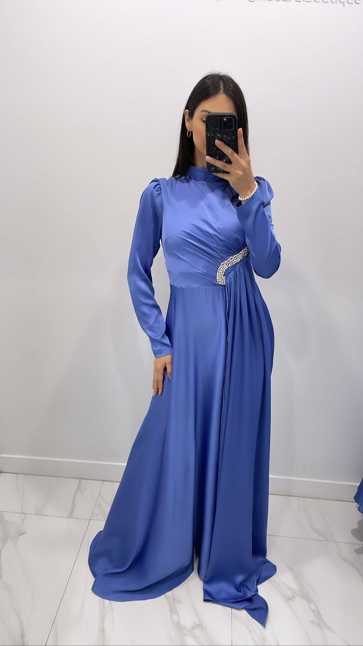 Mia satin gown - Blue
