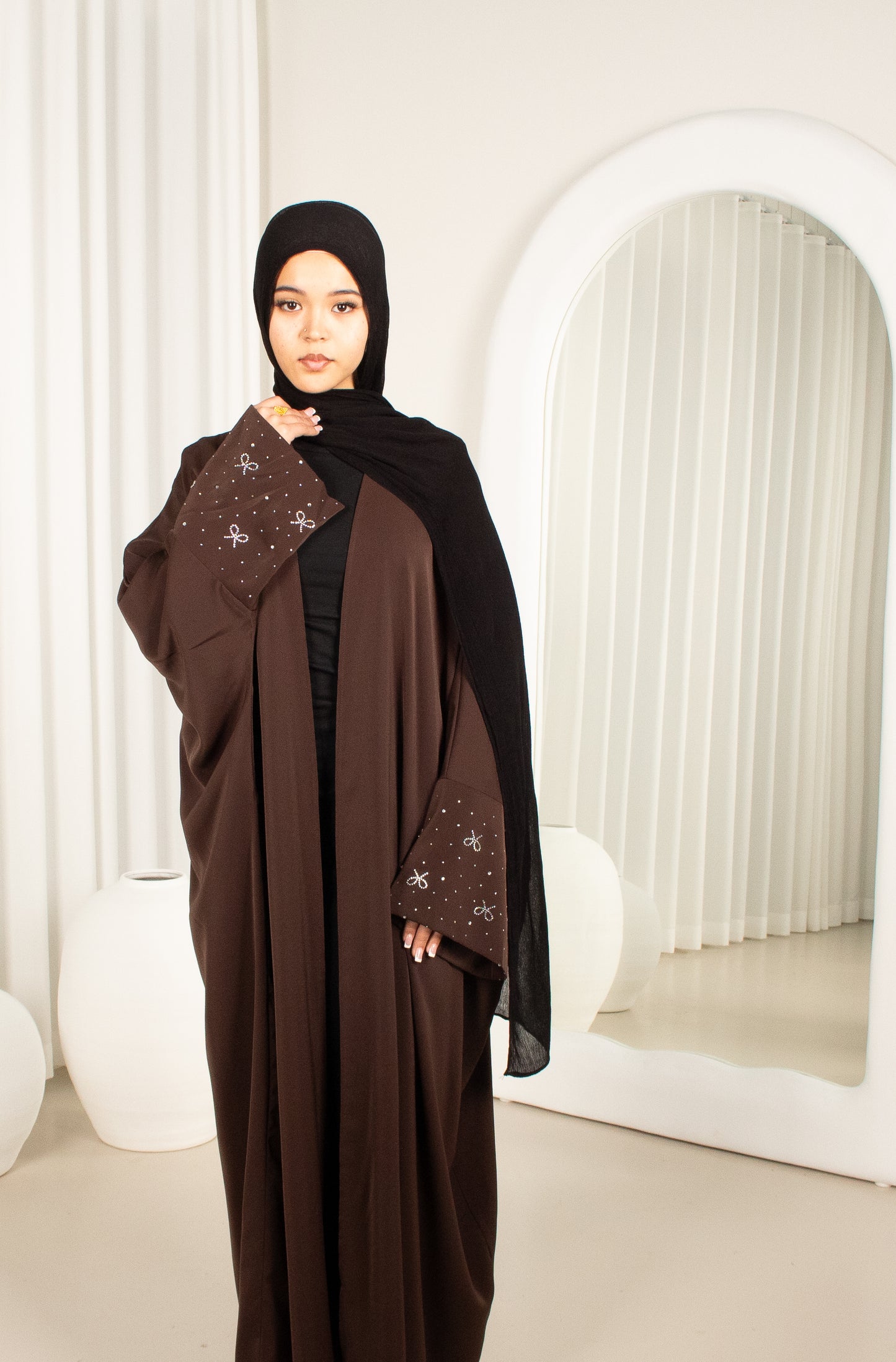 Marni Bow Open Abaya - Coffee
