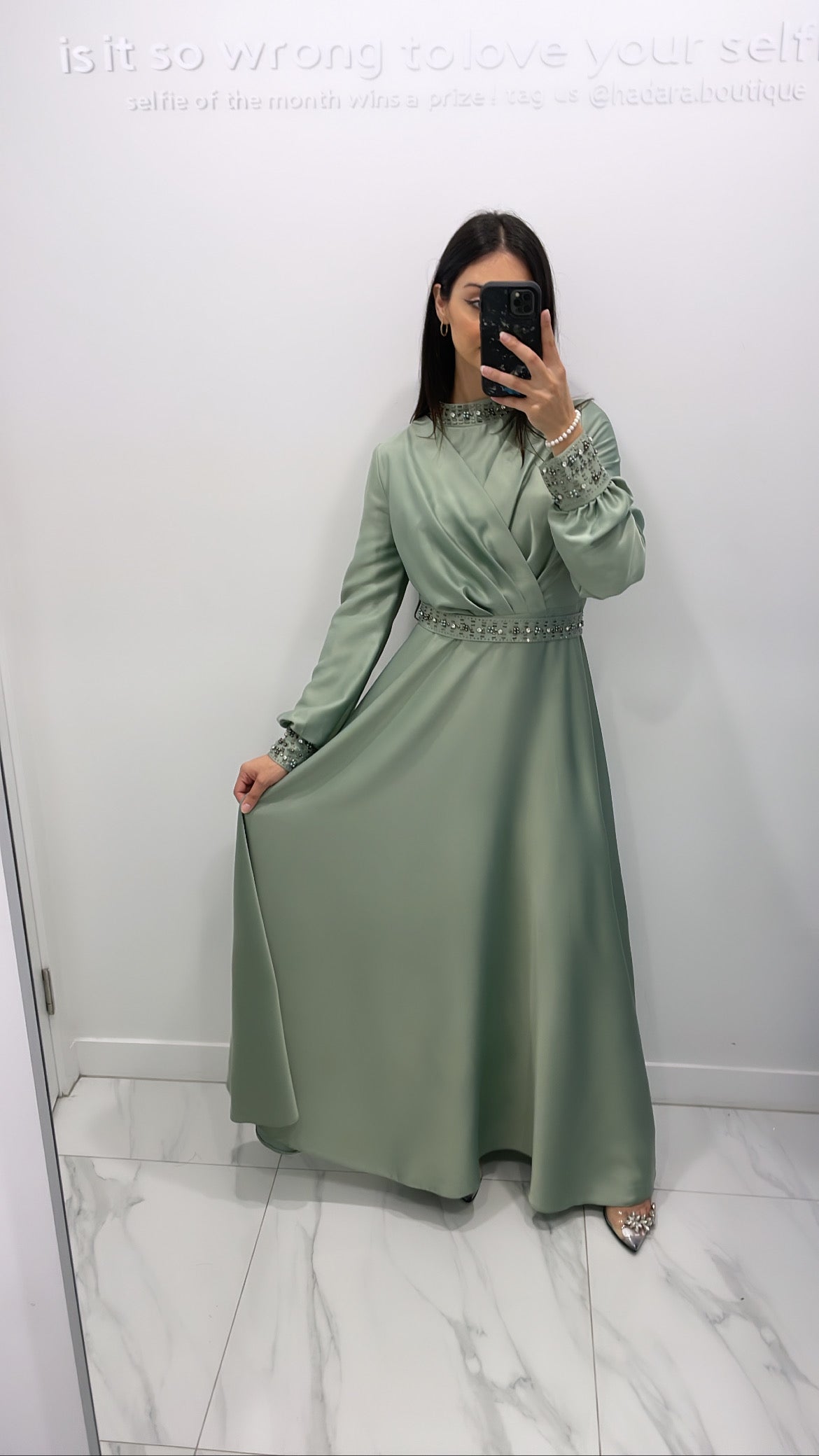 Leah gem gown - Sage