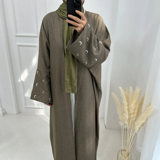Qamar Abaya with Matching Hijab - Khaki