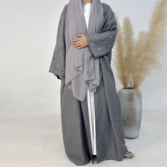 Qamar Abaya with Matching Hijab - Stone