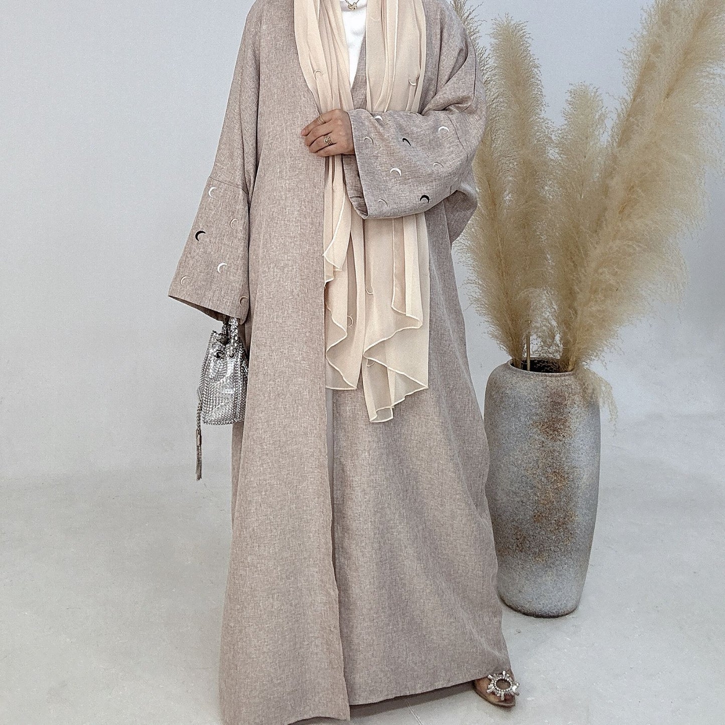 Qamar Abaya with Matching Hijab - Beige