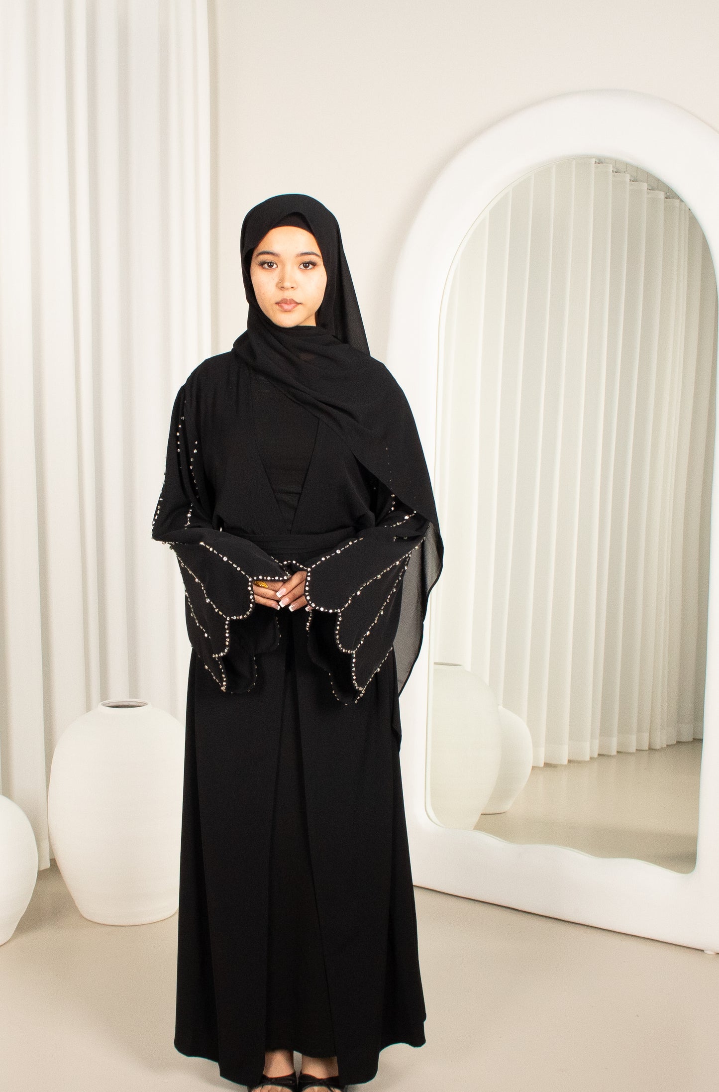 Ameera Open Abaya - Black