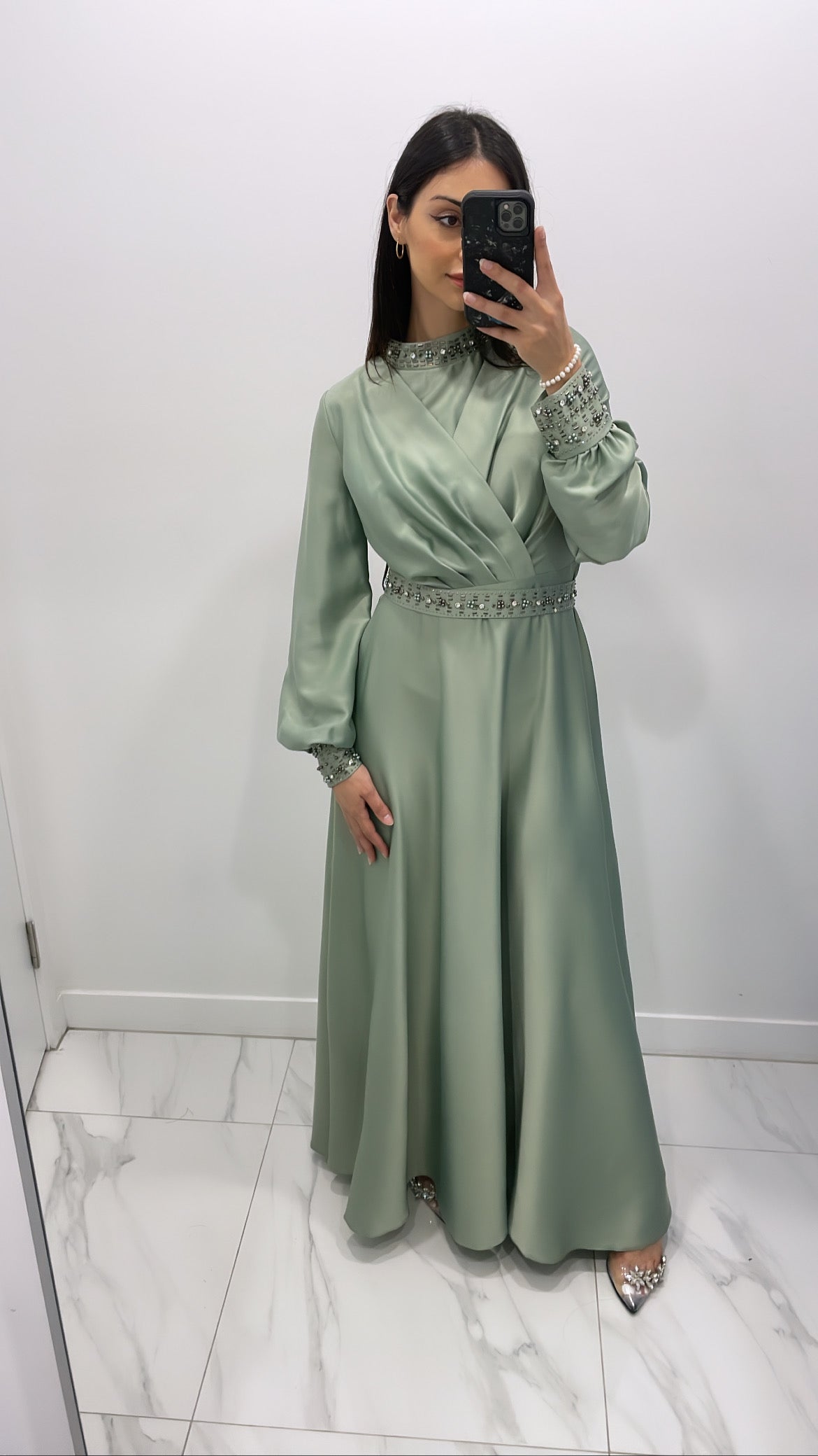Leah gem gown - Sage