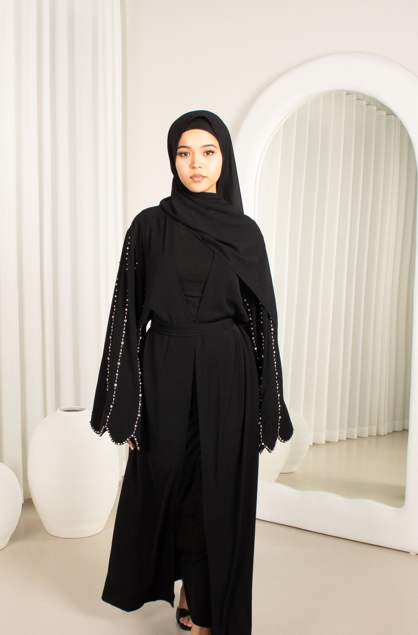 Ameera Open Abaya - Black