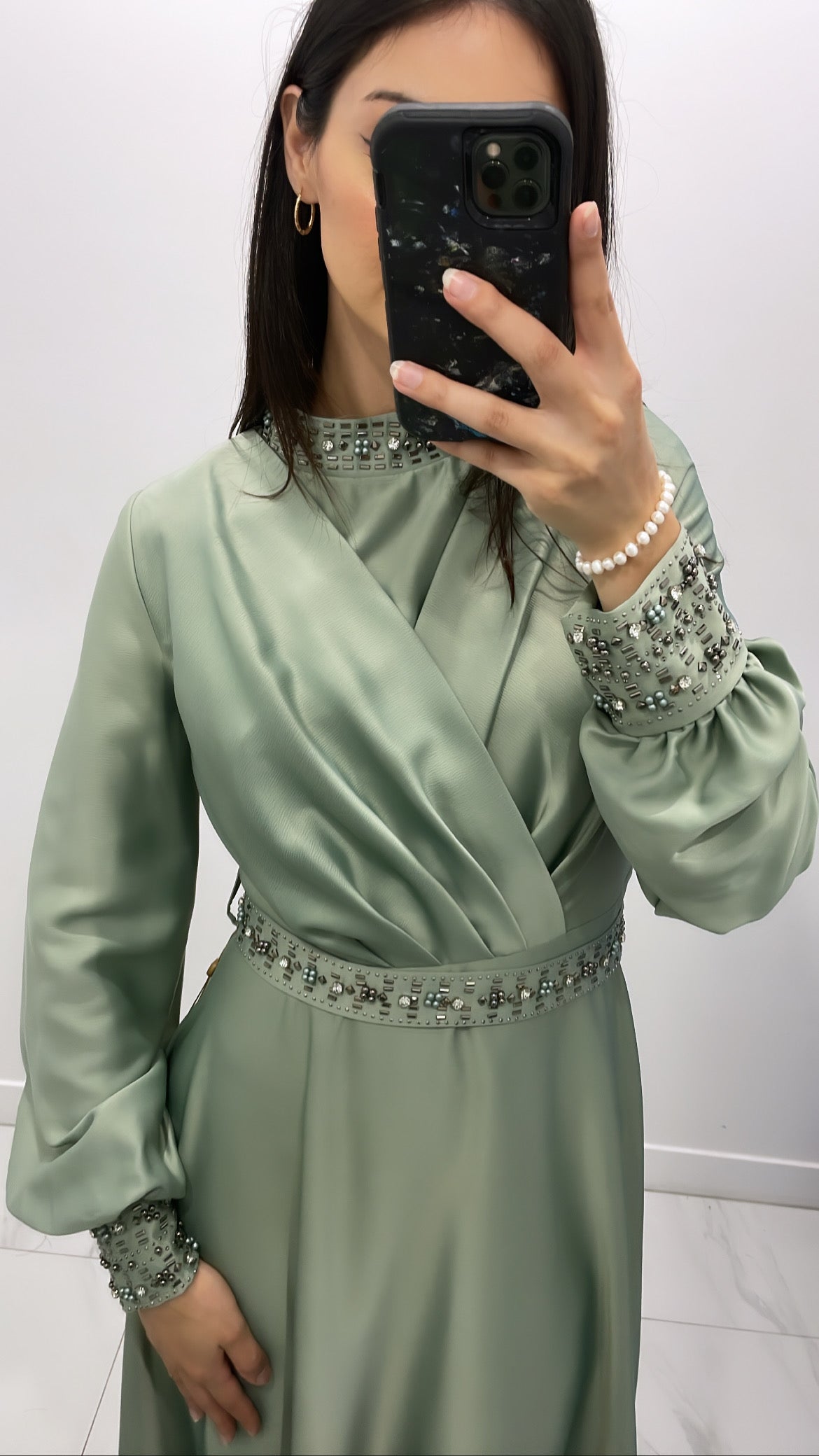 Leah gem gown - Sage