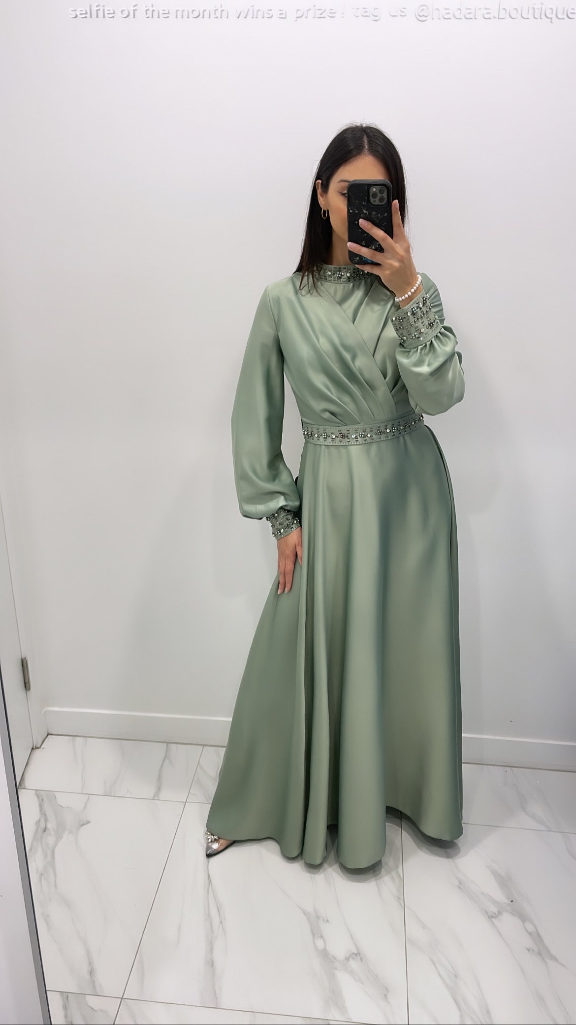 Leah gem gown - Sage