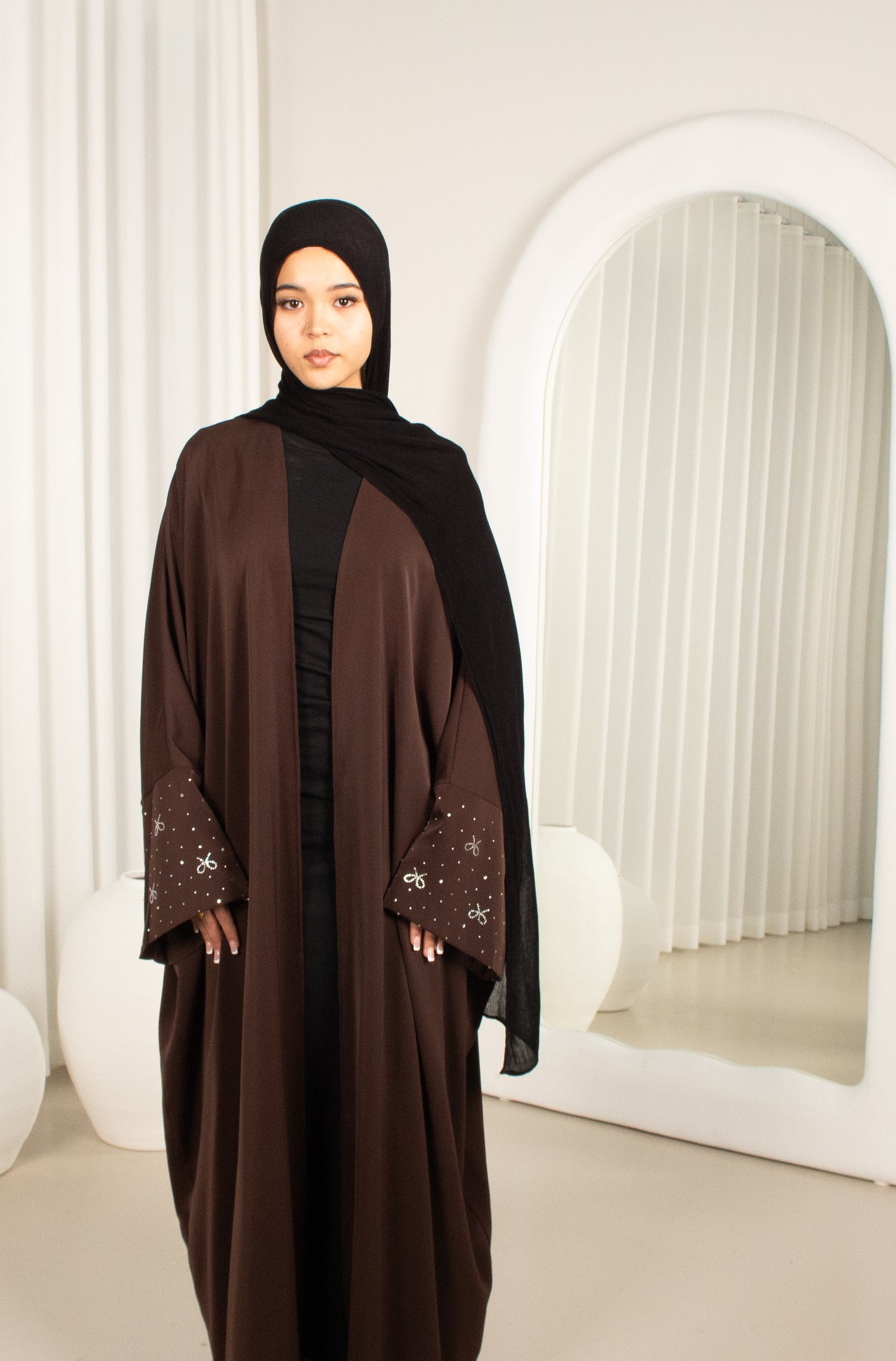 Marni Bow Open Abaya - Coffee