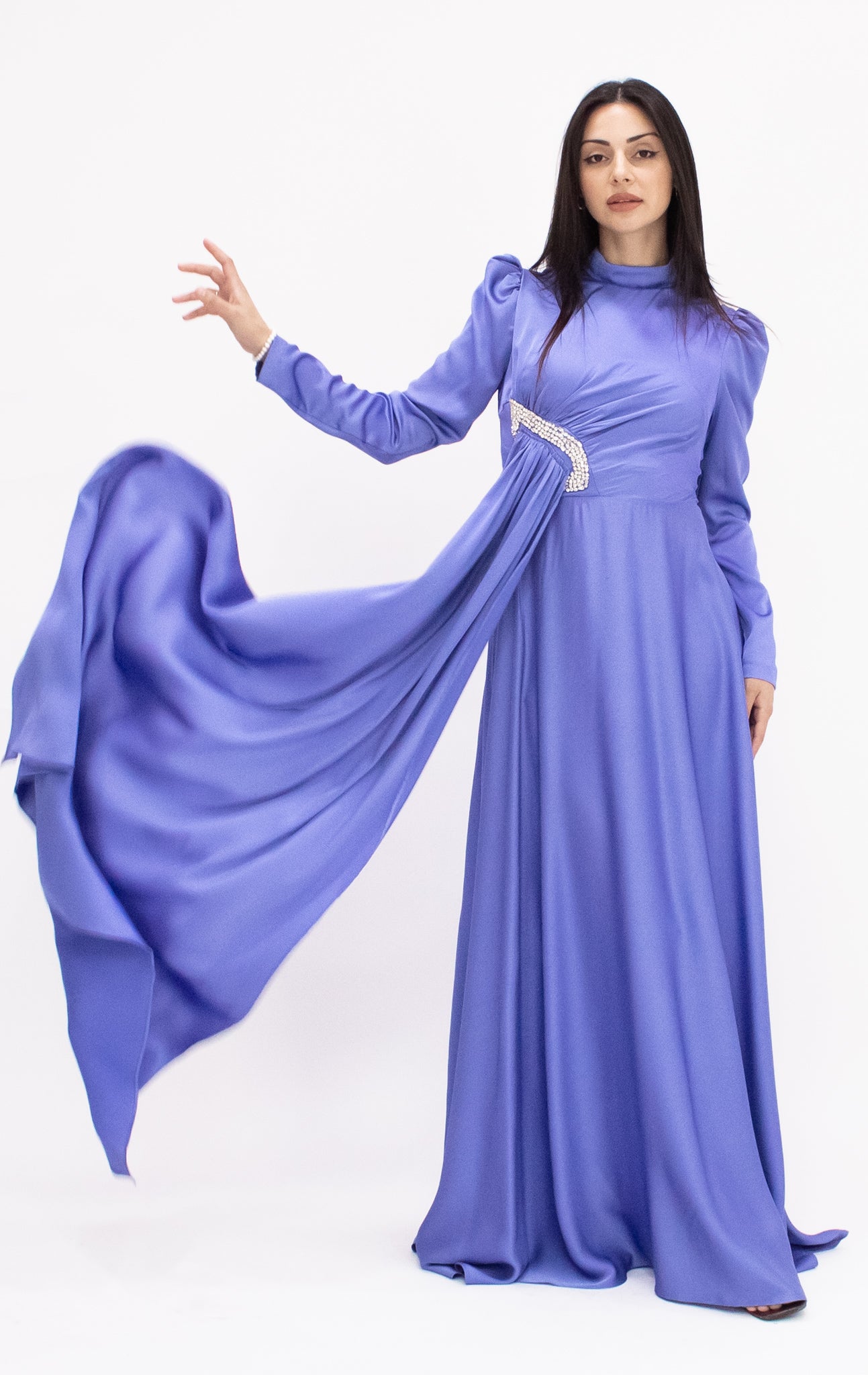 Mia satin gown - Blue
