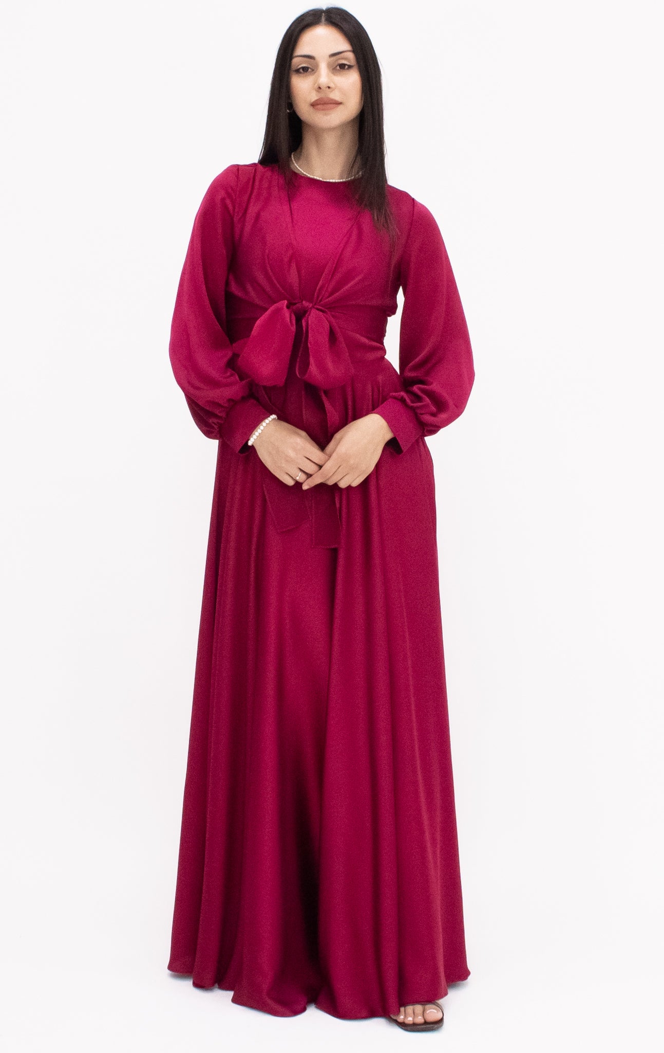 Anastasia Satin Gown - Burgundy