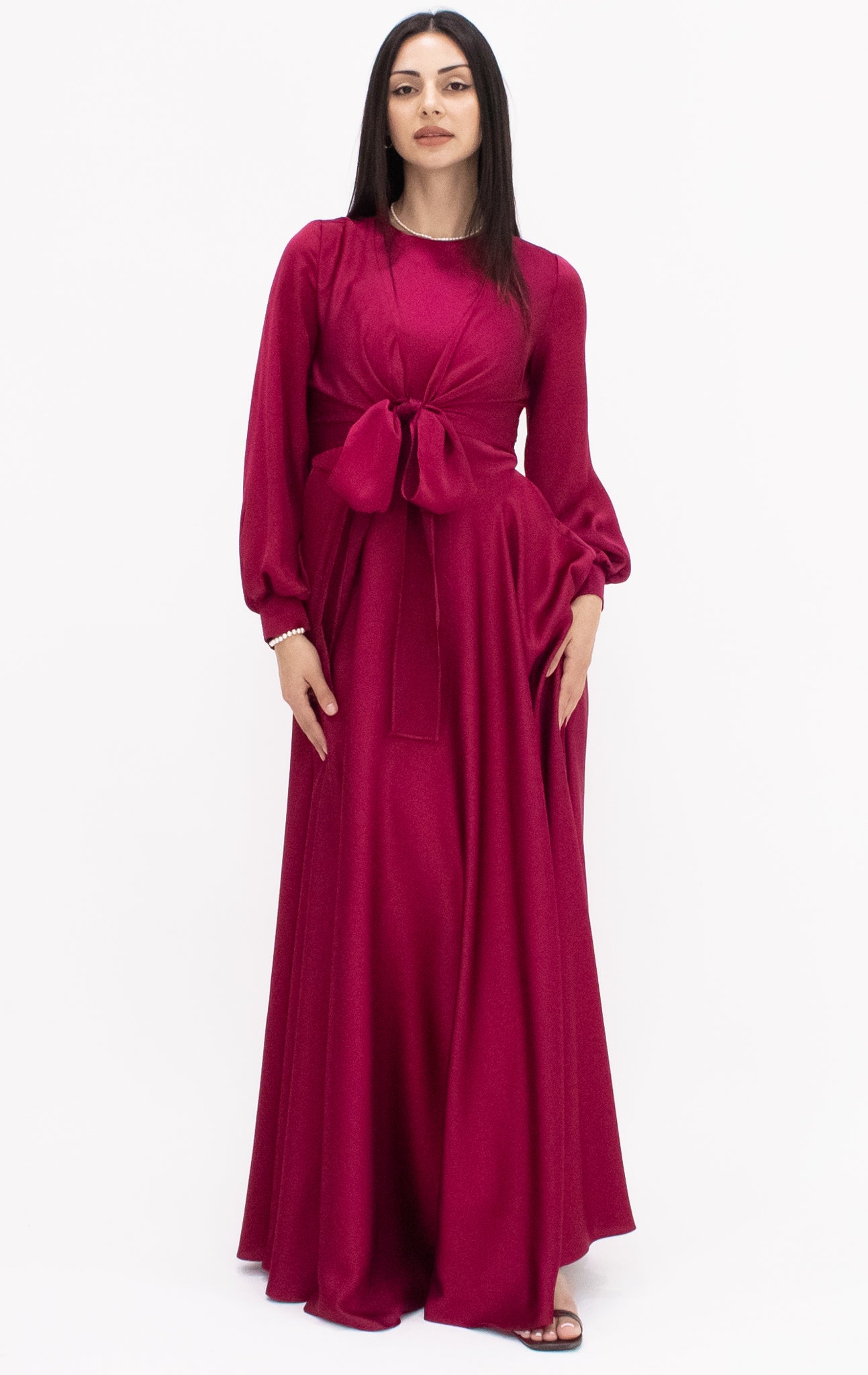Anastasia Satin Gown - Burgundy