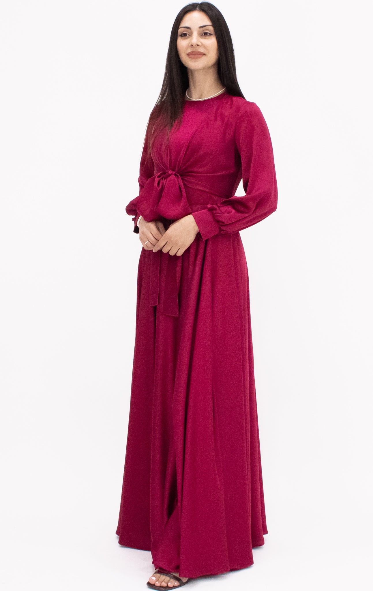 Anastasia Satin Gown - Burgundy