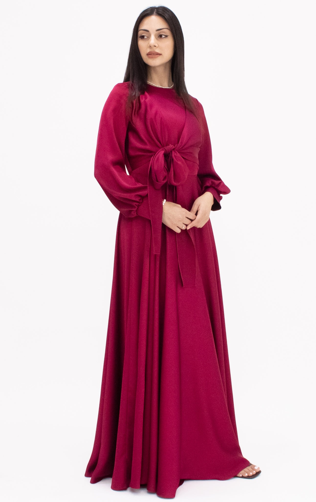 Anastasia Satin Gown - Burgundy