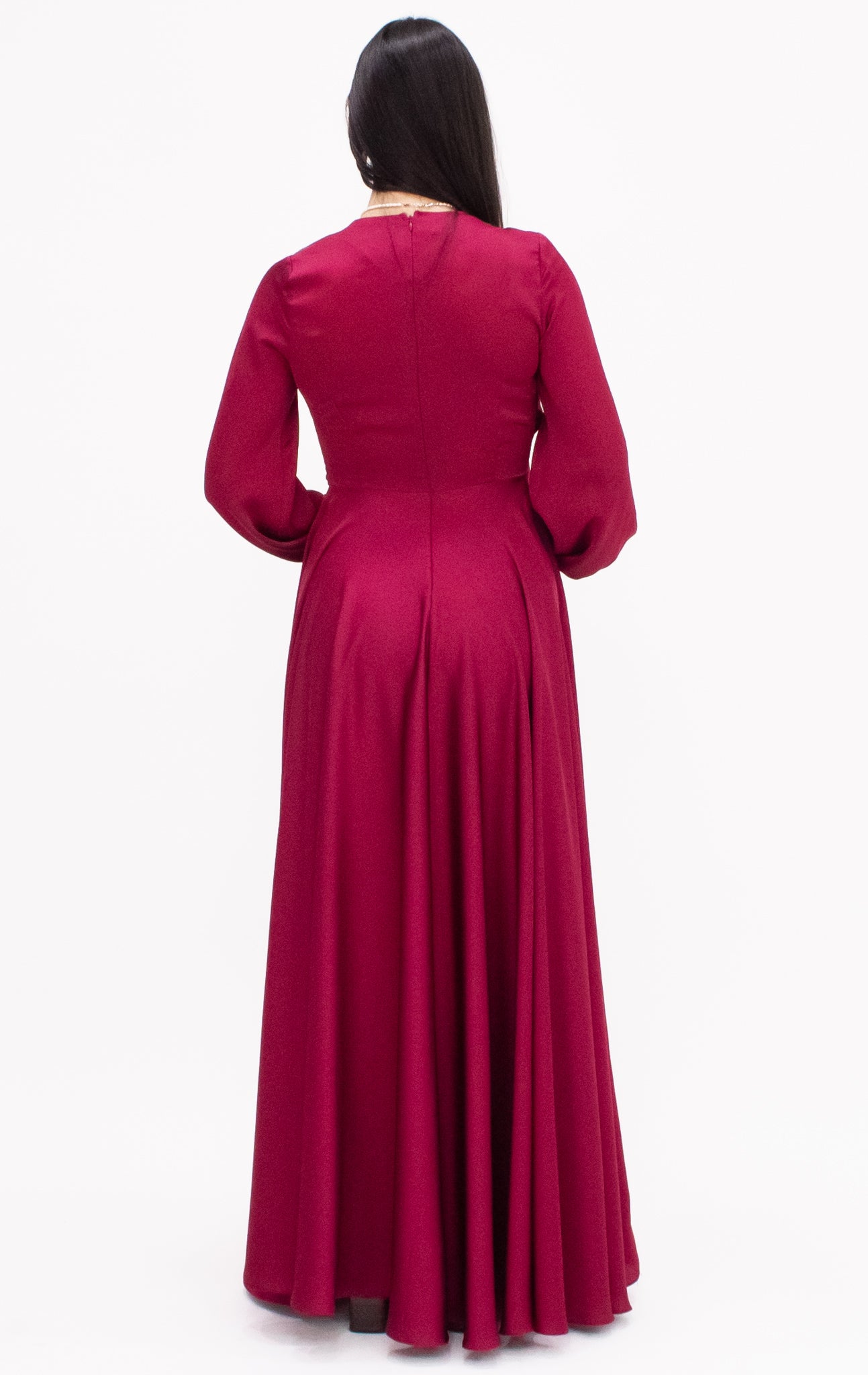 Anastasia Satin Gown - Burgundy