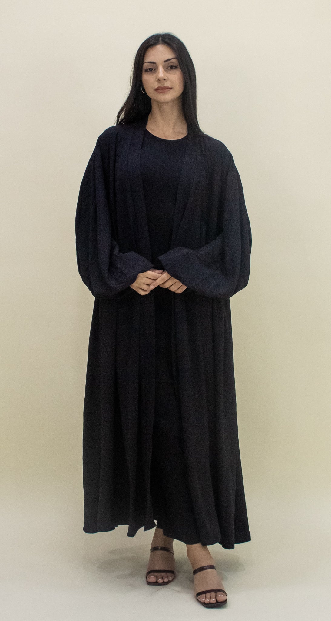 Paris Open Abaya - Black