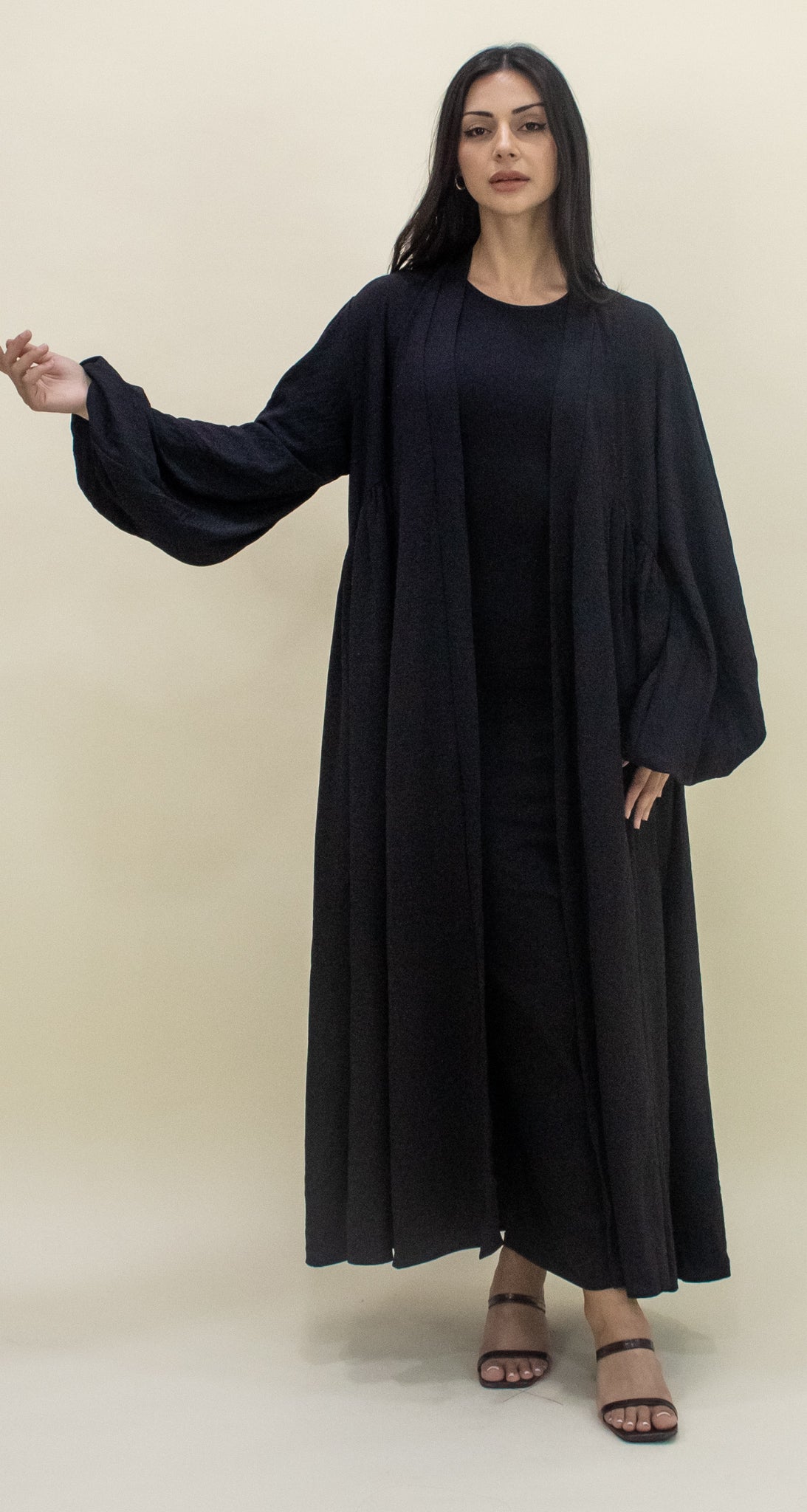 Paris Open Abaya - Black