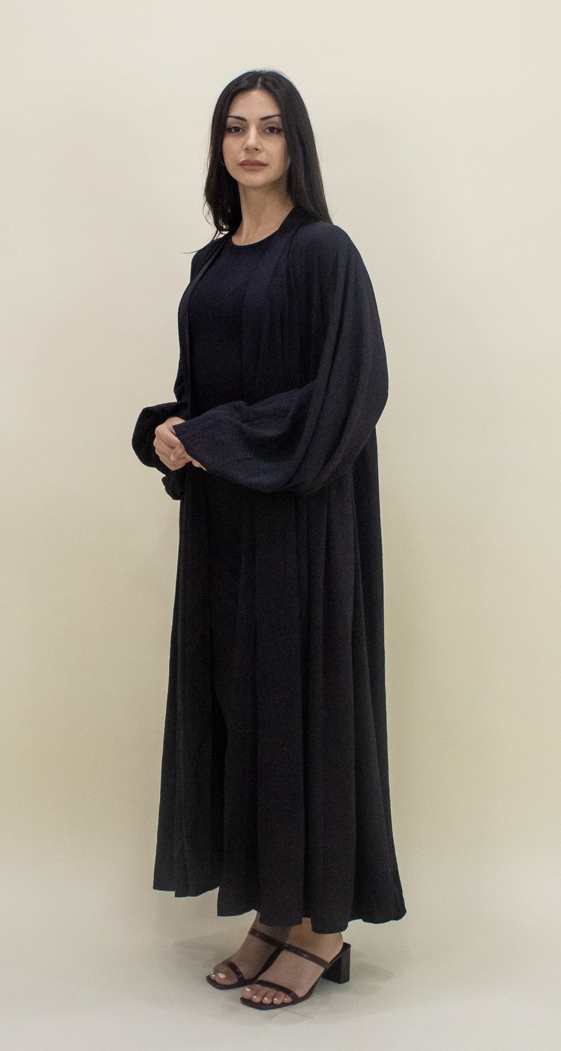 Paris Open Abaya - Black