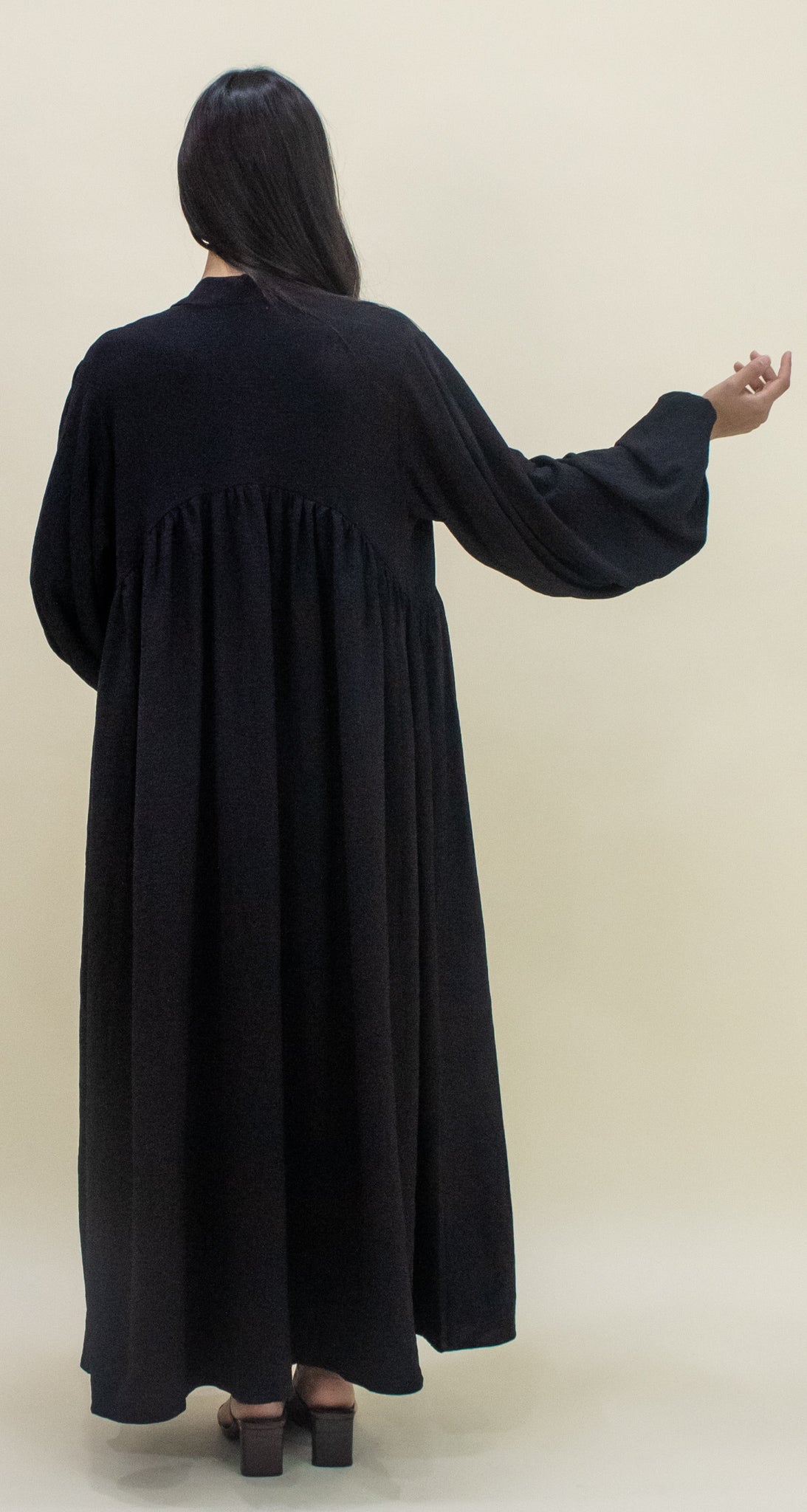 Paris Open Abaya - Black