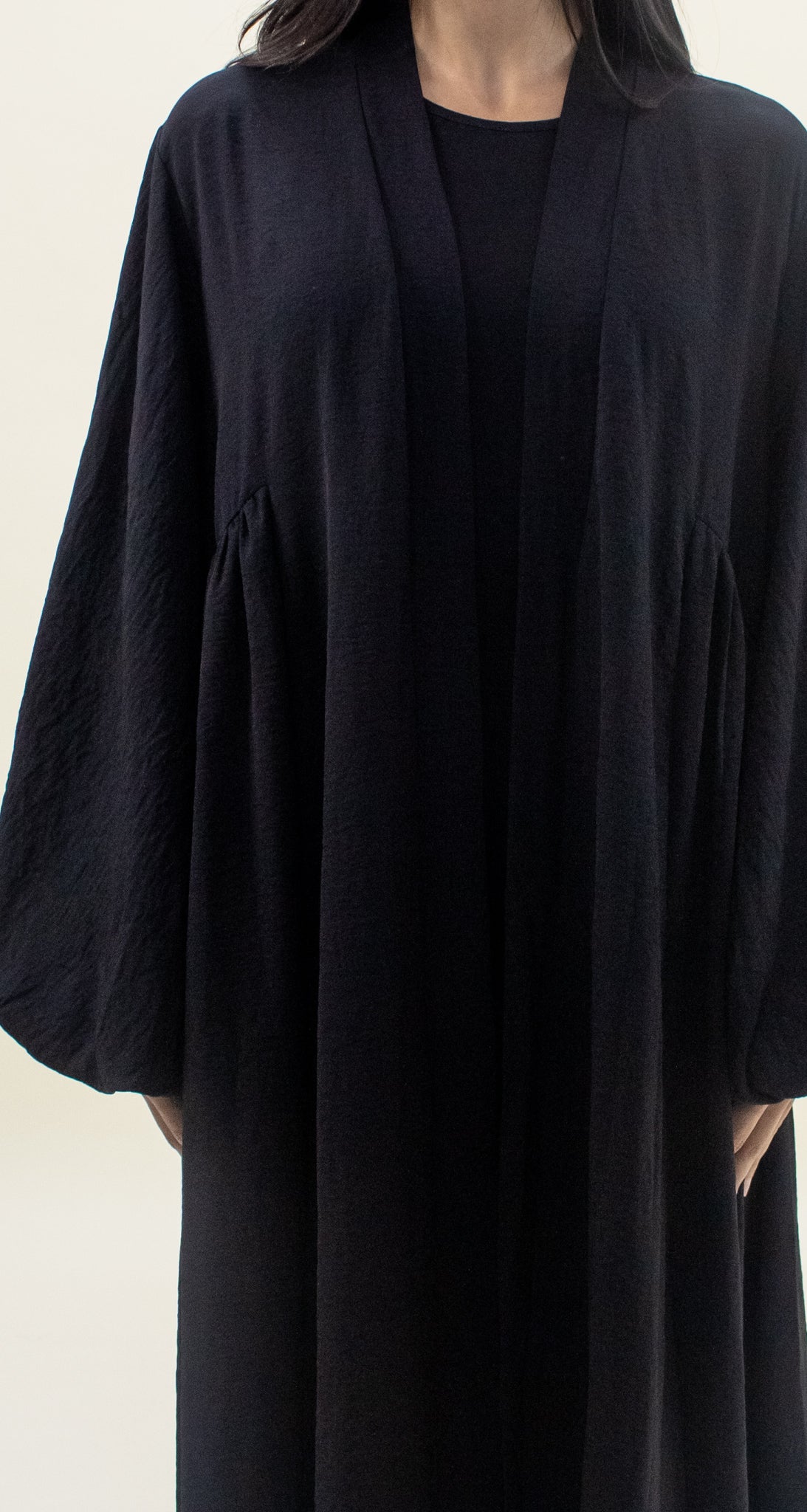 Paris Open Abaya - Black