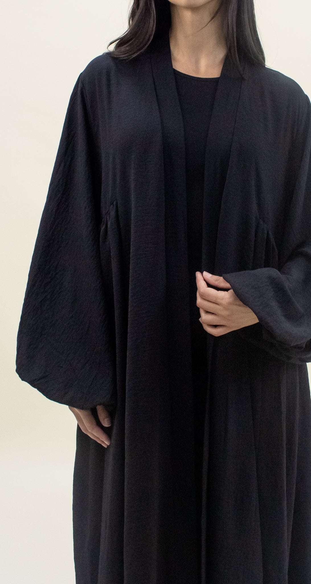 Paris Open Abaya - Black