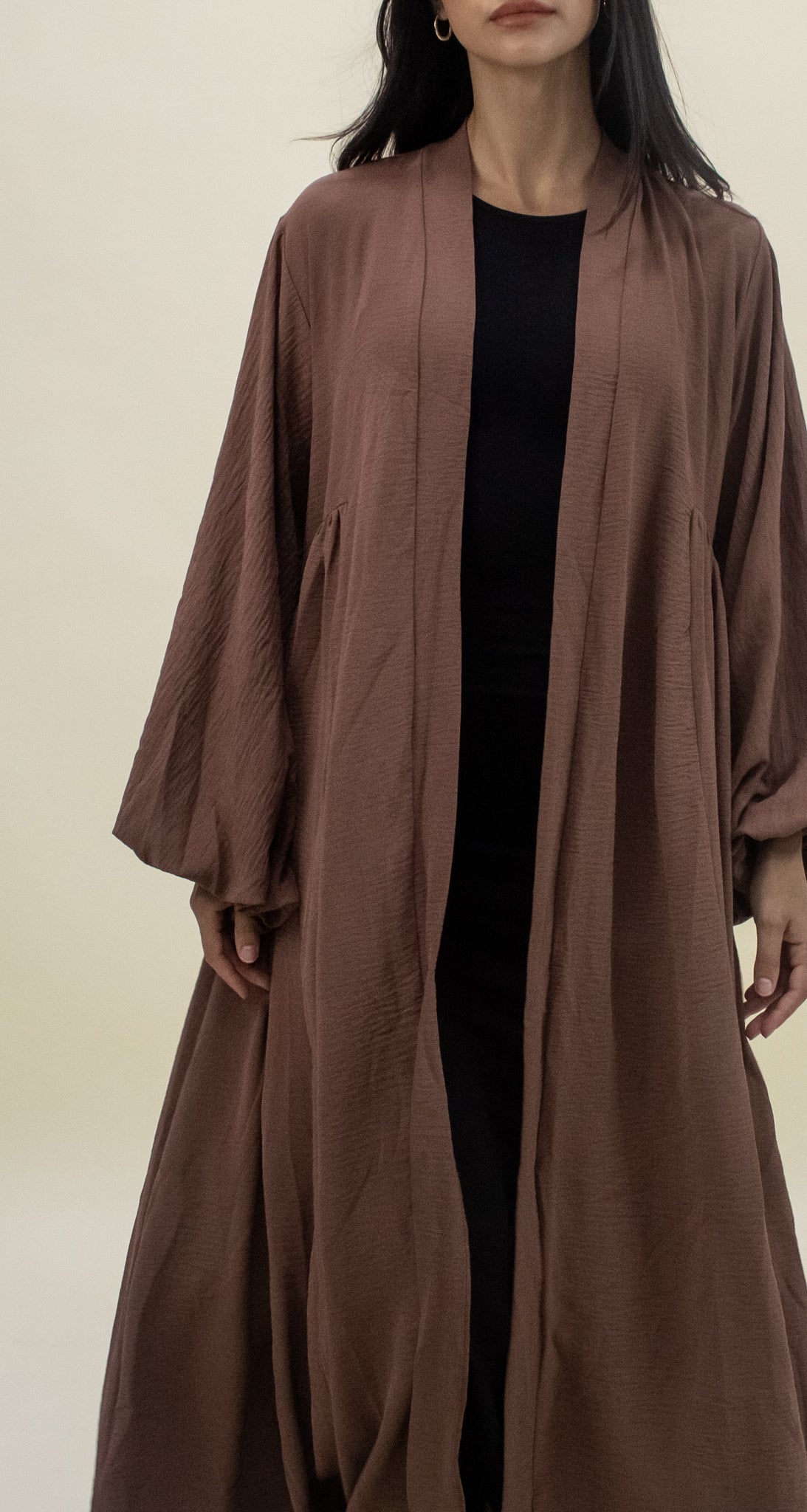 Paris Open Abaya  - Brown