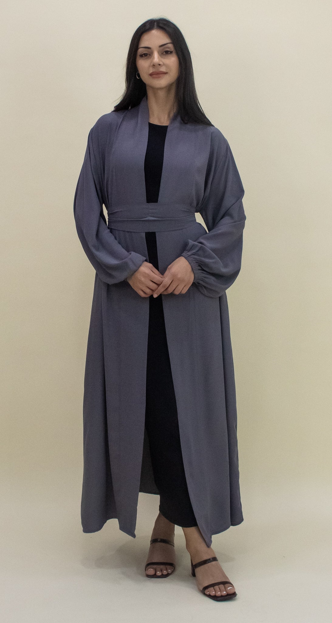 Luxe Open Abaya - Grey