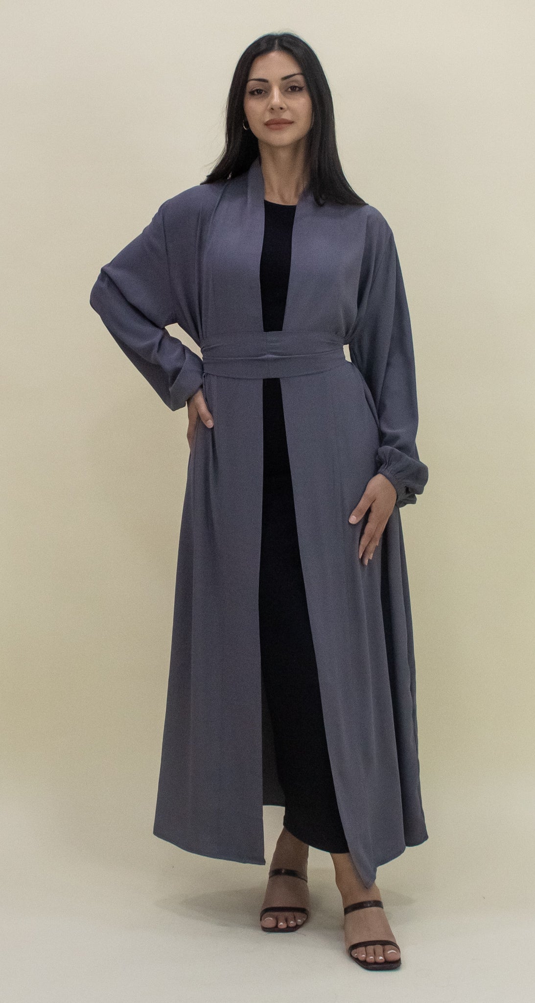 Luxe Open Abaya - Grey