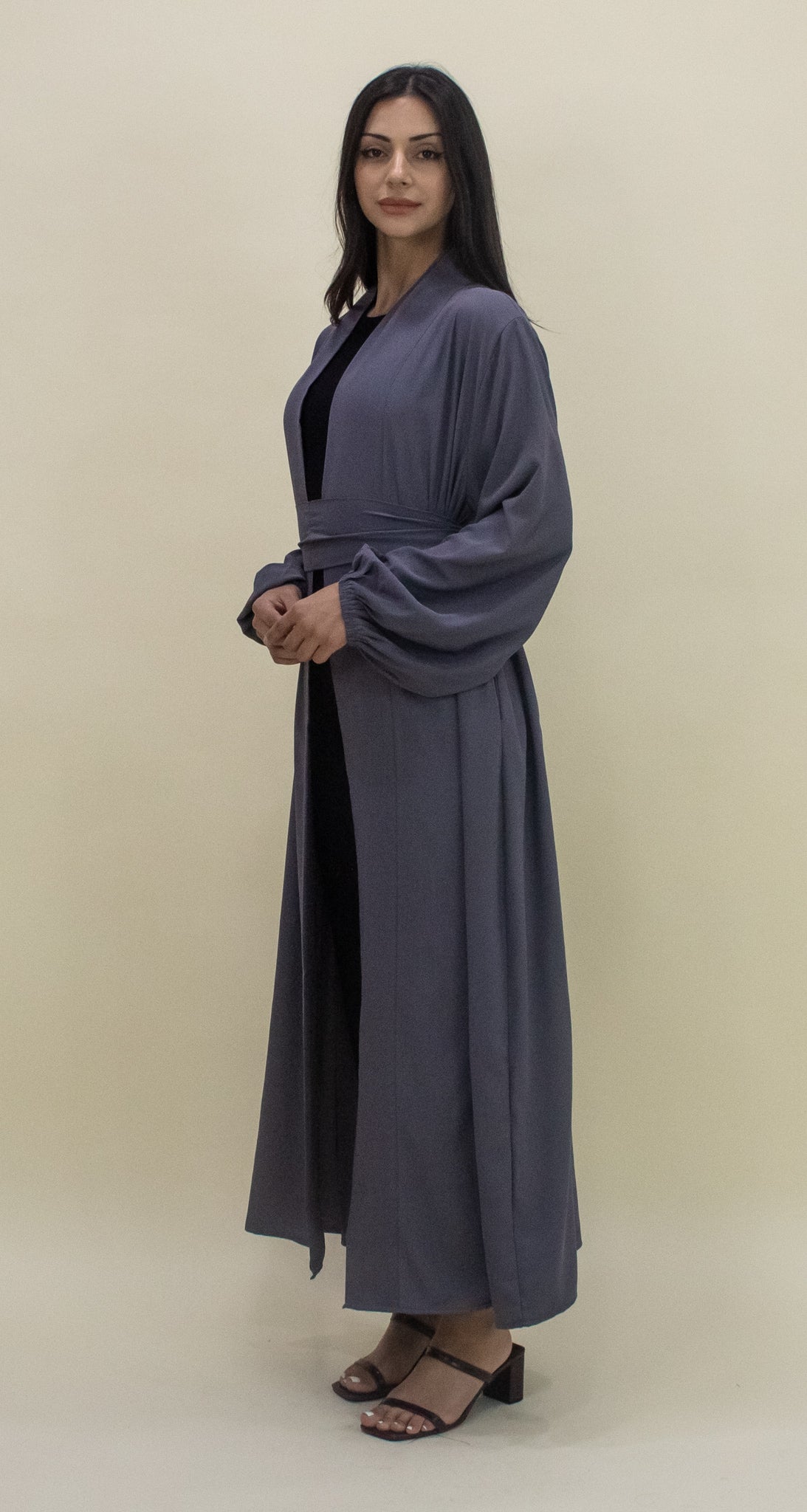Luxe Open Abaya - Grey