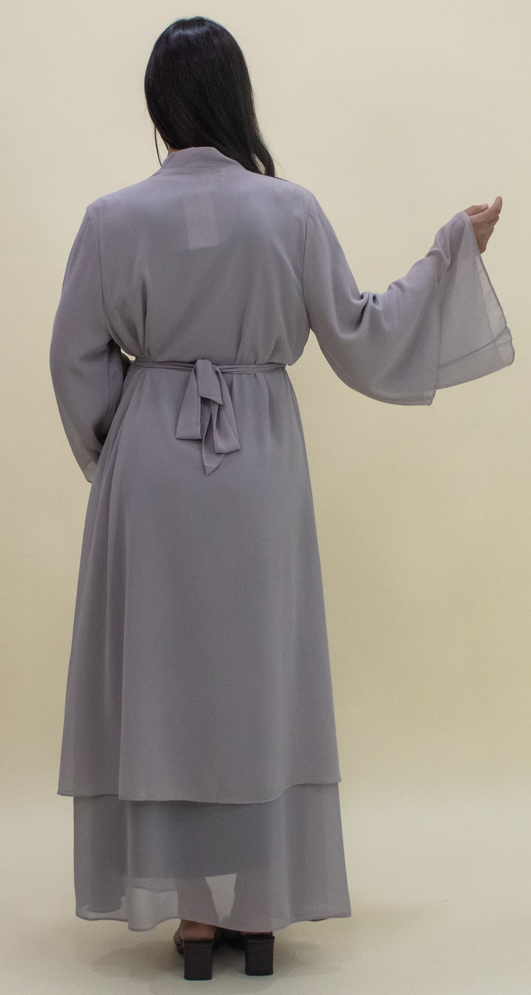 Nour Open Abaya - Grey