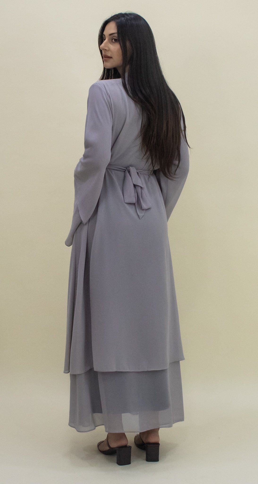 Nour Open Abaya - Grey