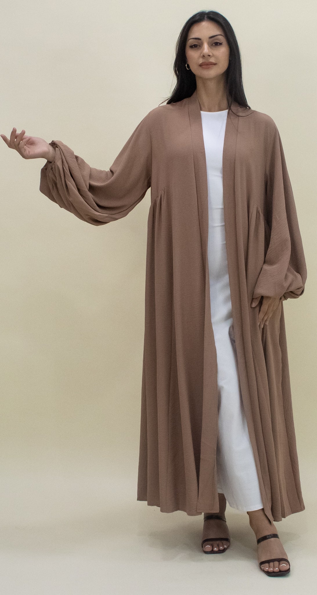 Paris Open Abaya - Tan