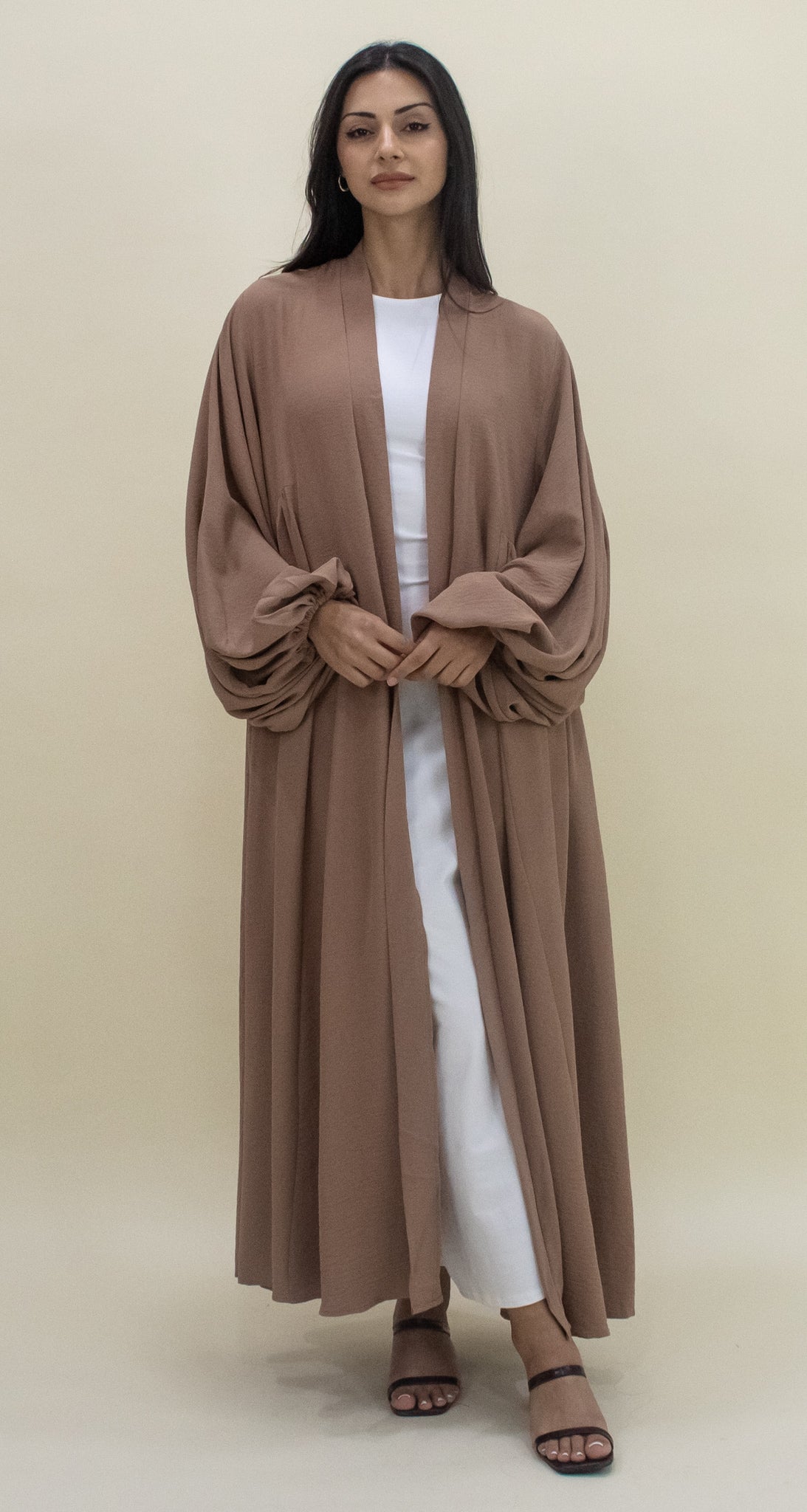 Paris Open Abaya - Tan
