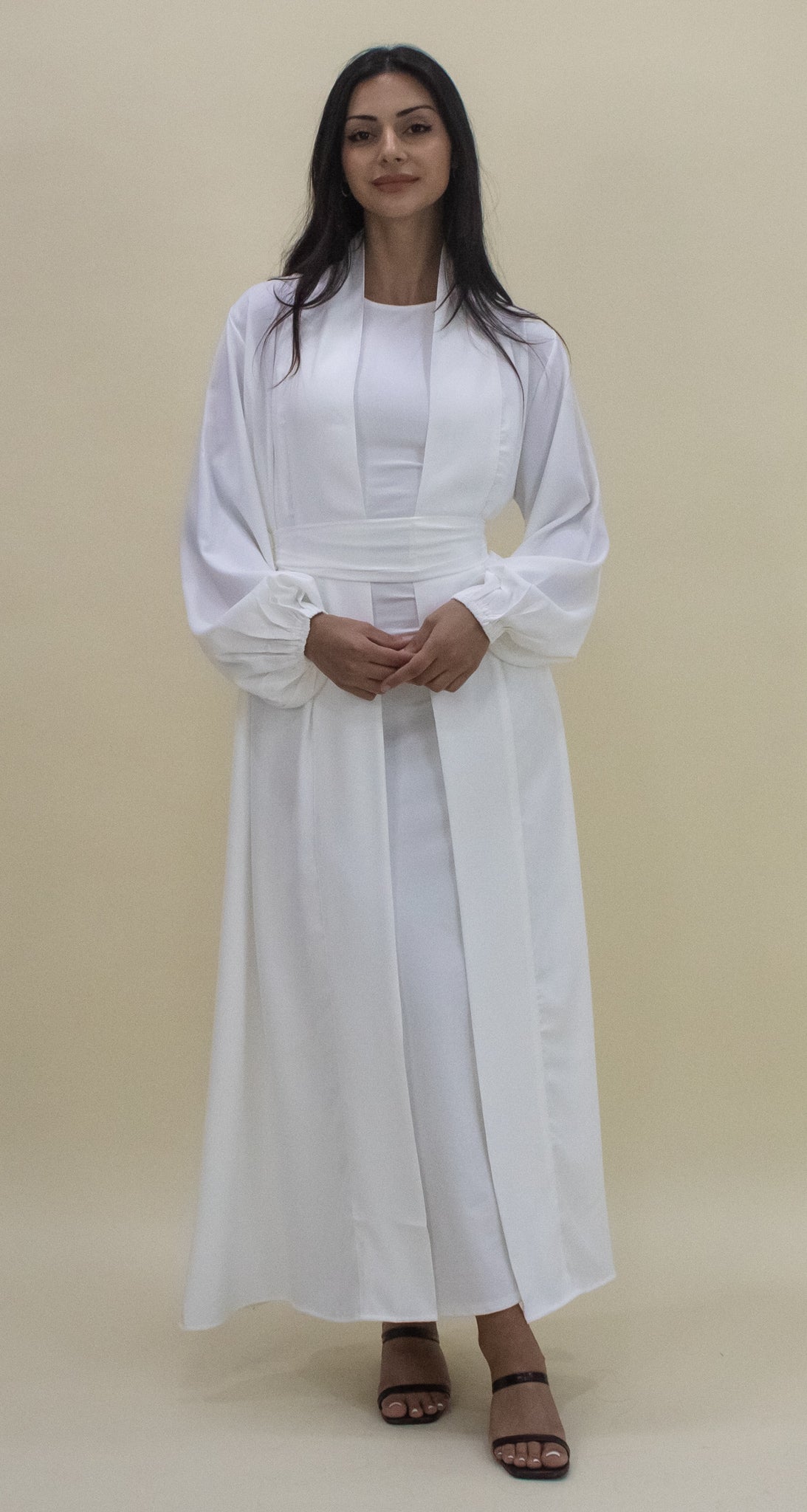 Luxe Open Abaya - White