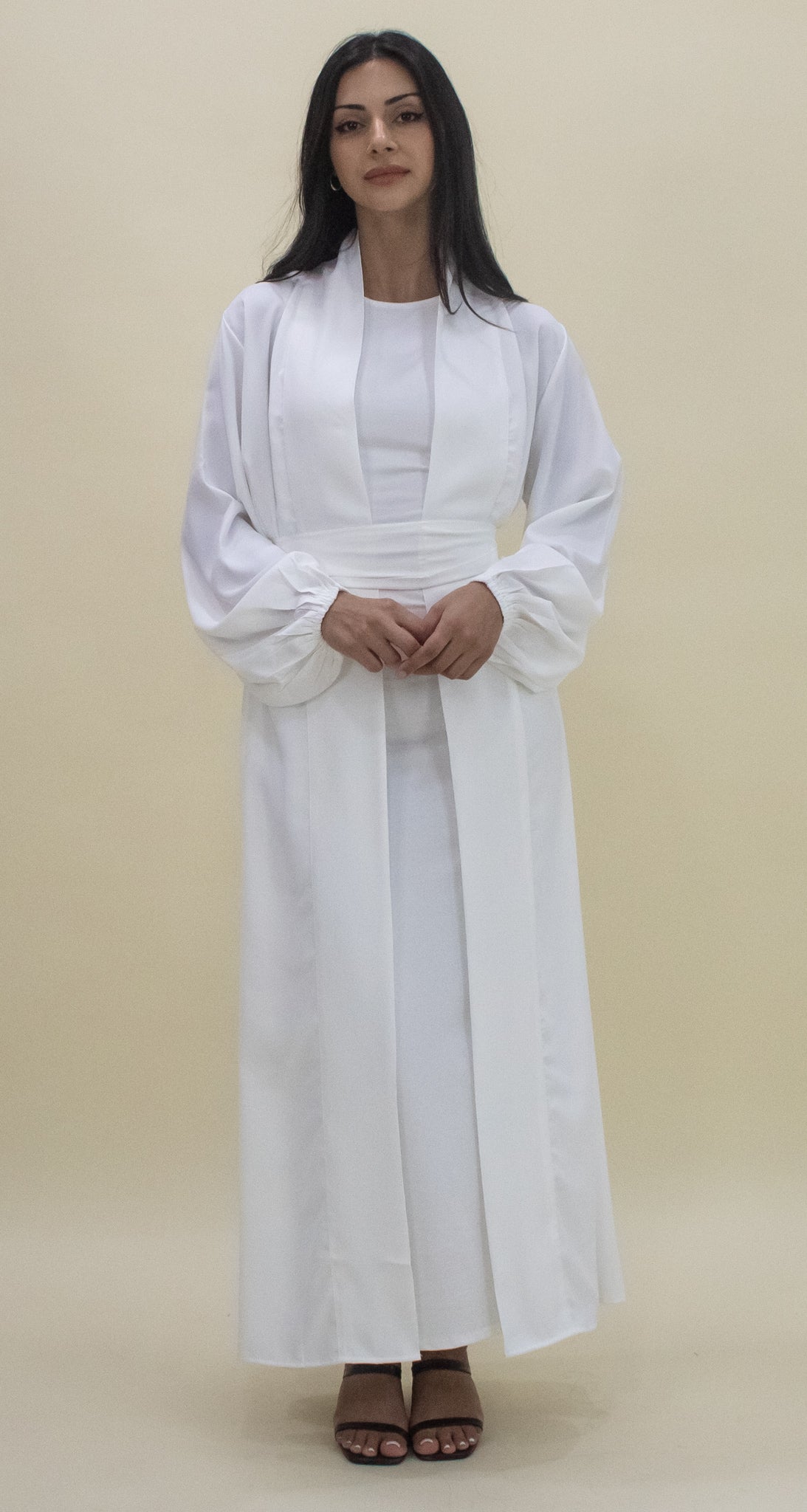 Luxe Open Abaya - White
