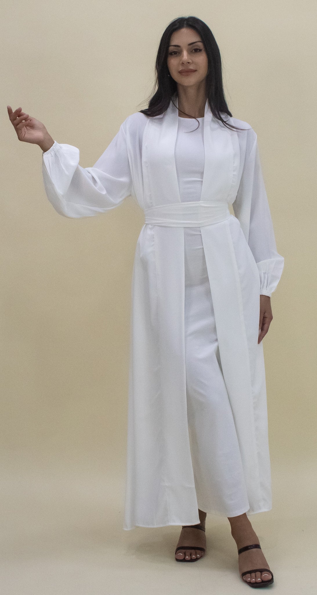Luxe Open Abaya - White
