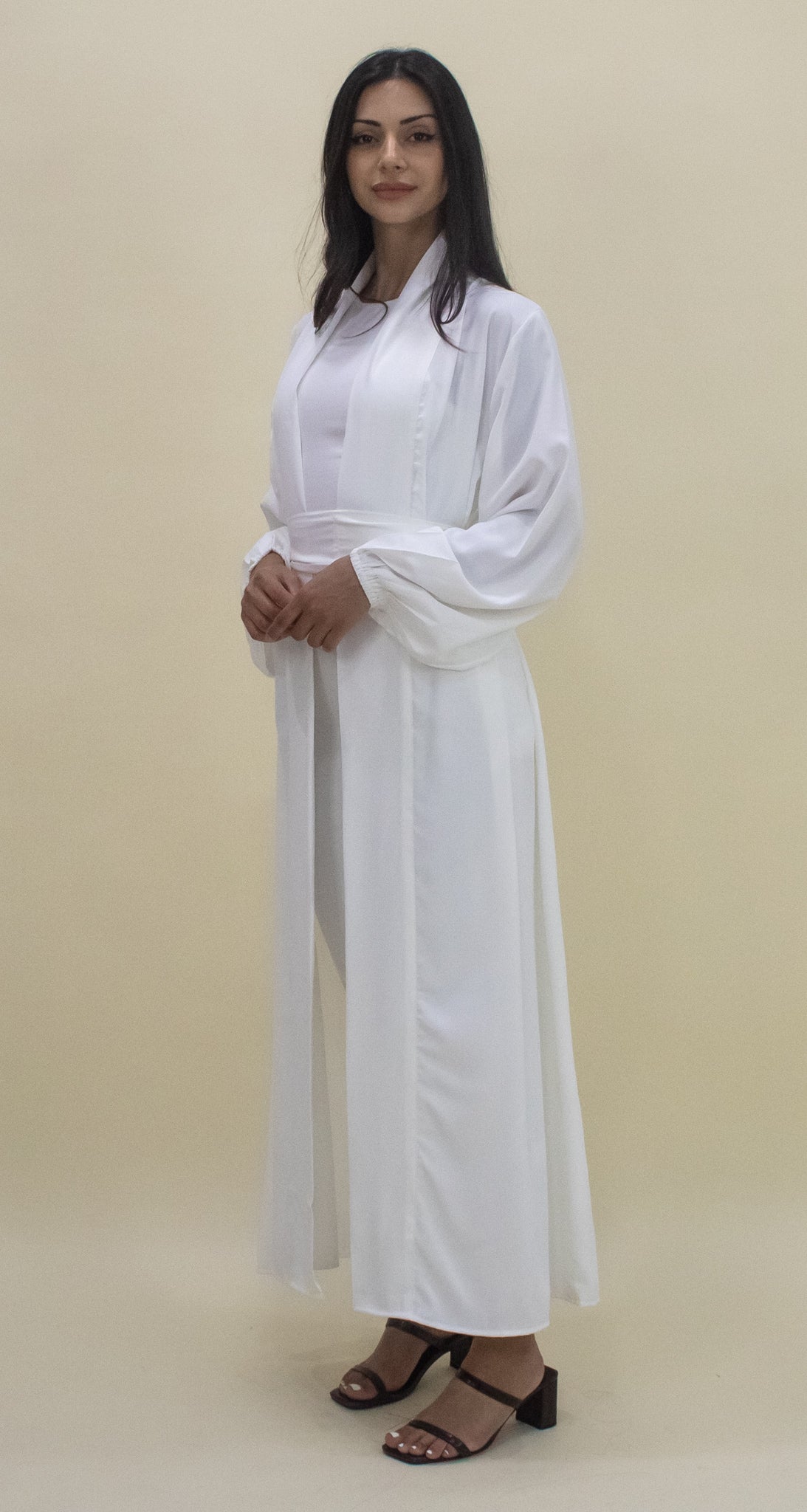 Luxe Open Abaya - White