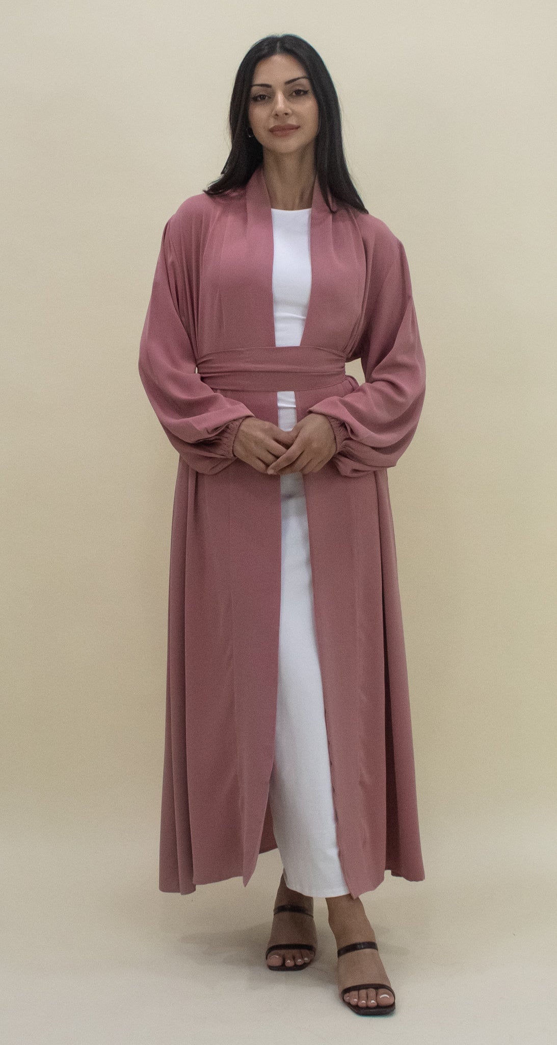 Luxe Open Abaya - Blush
