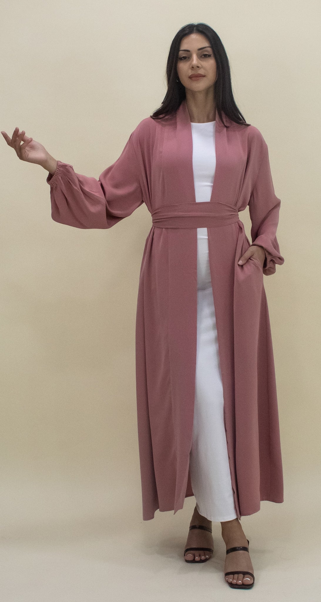 Luxe Open Abaya - Blush