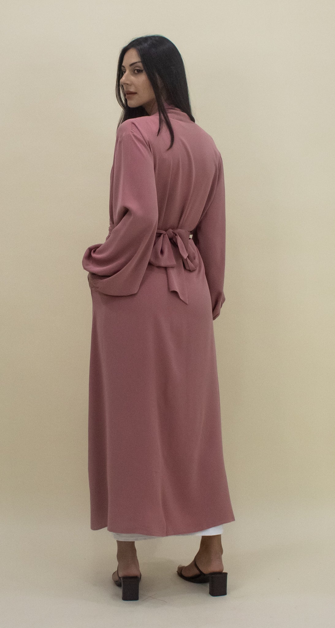 Luxe Open Abaya - Blush