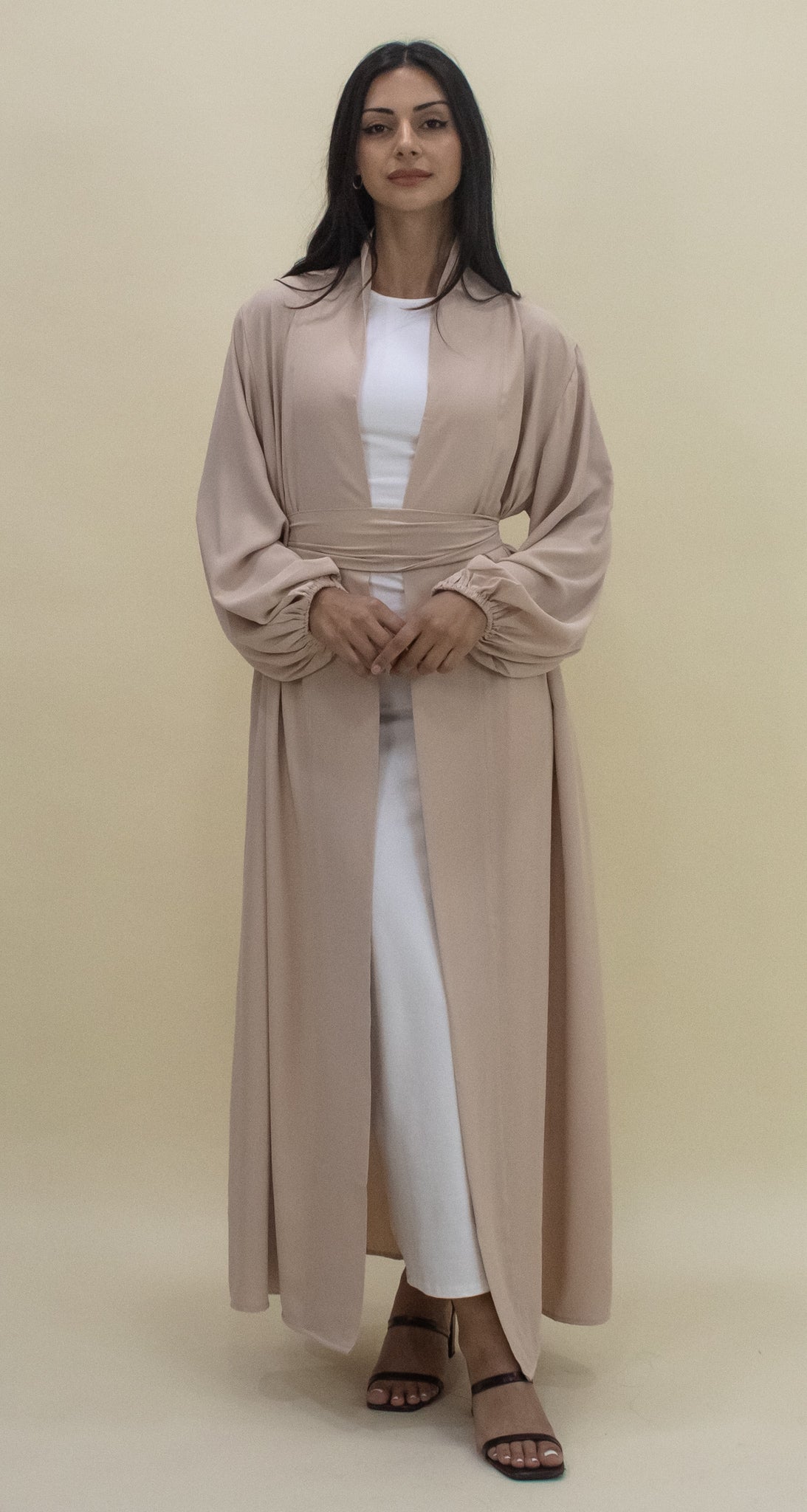 Luxe Open Abaya - Cream