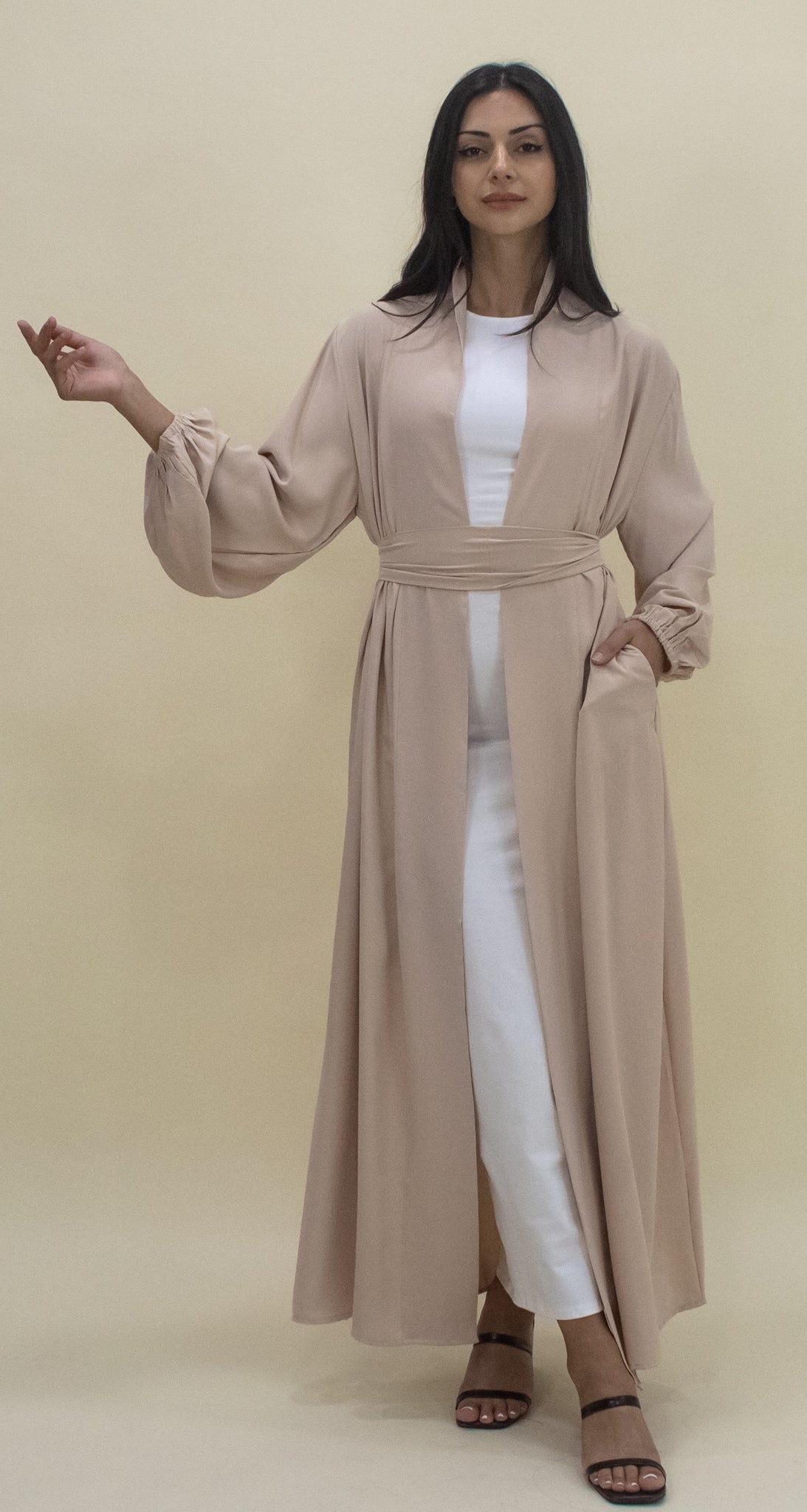 Luxe Open Abaya - Cream