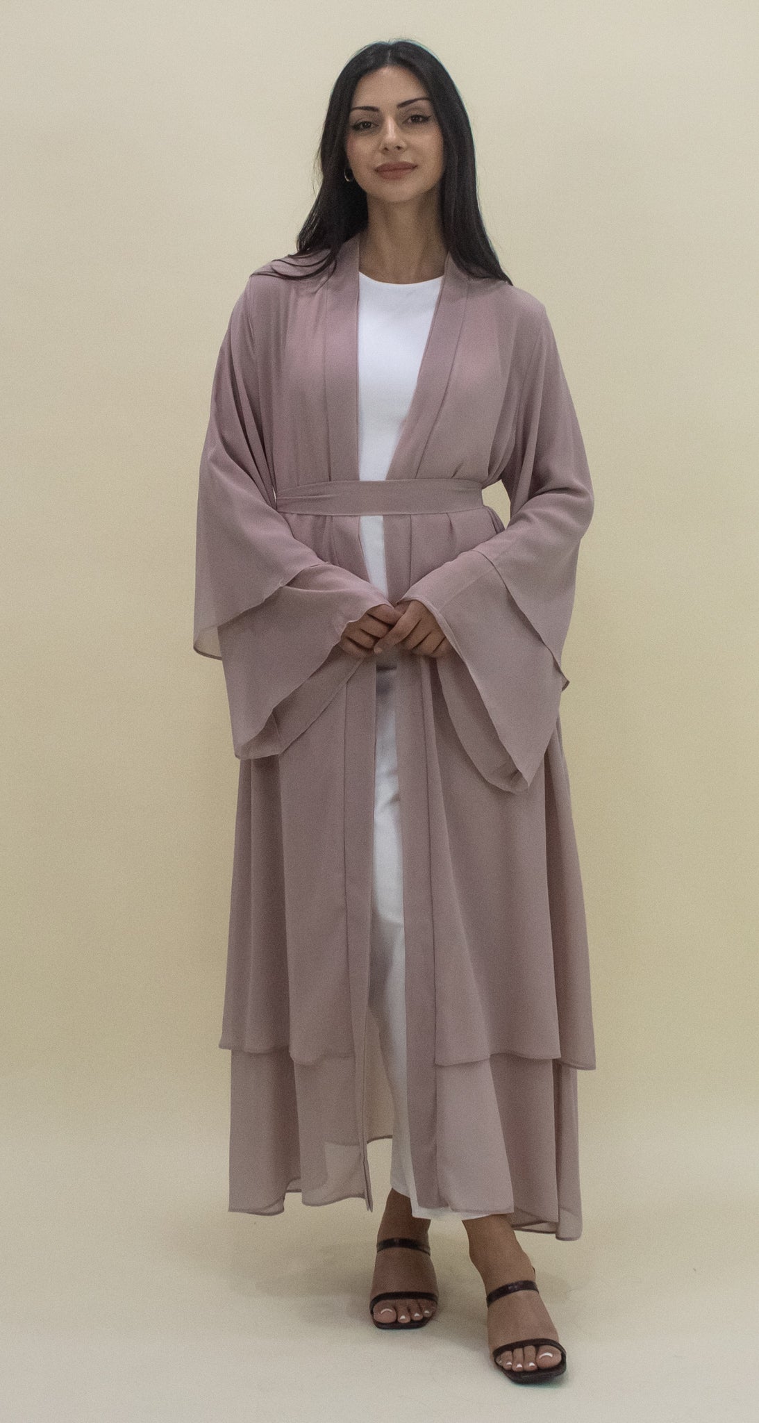 Nour Open Abaya - Nude