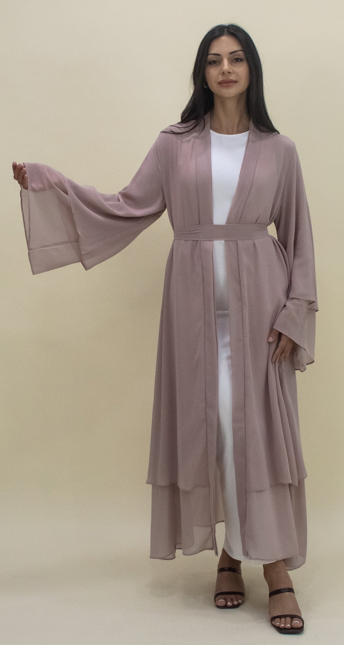 Nour Open Abaya - Nude