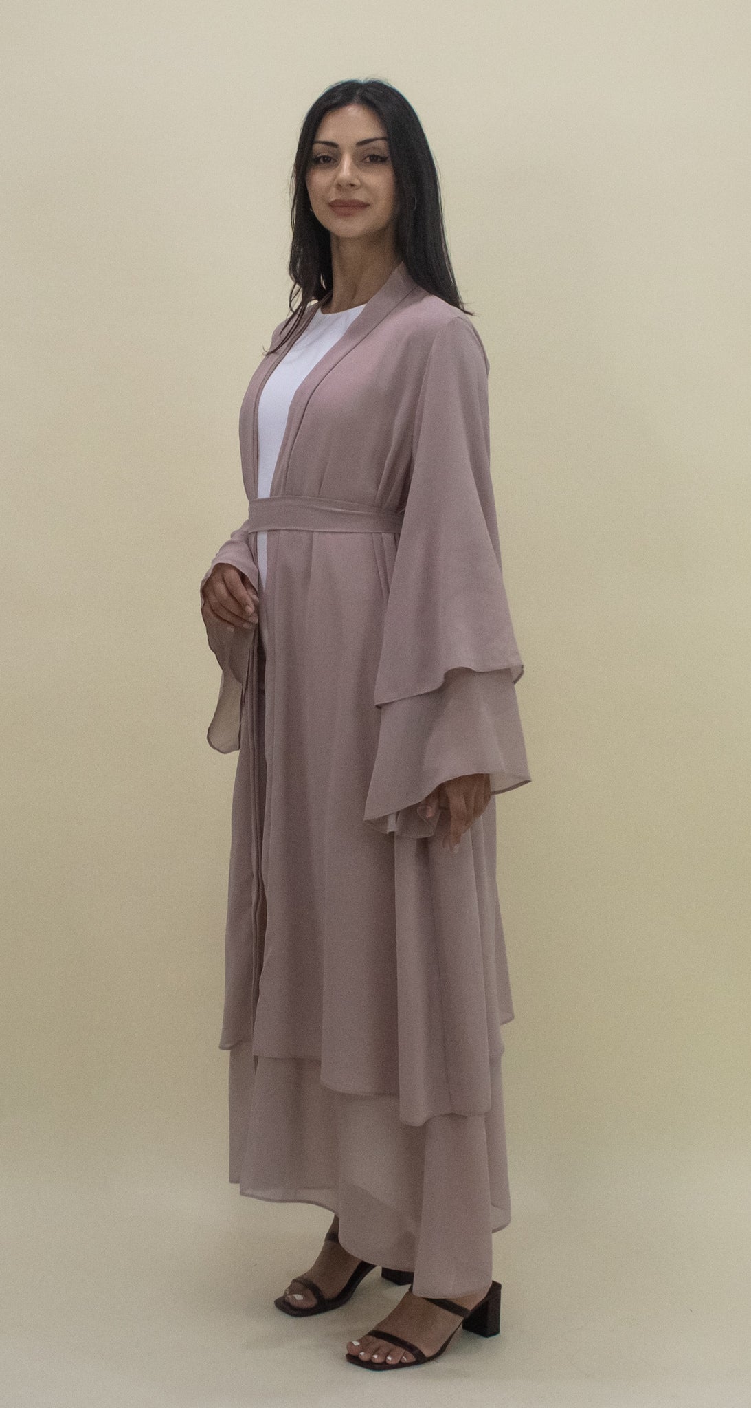 Nour Open Abaya - Nude