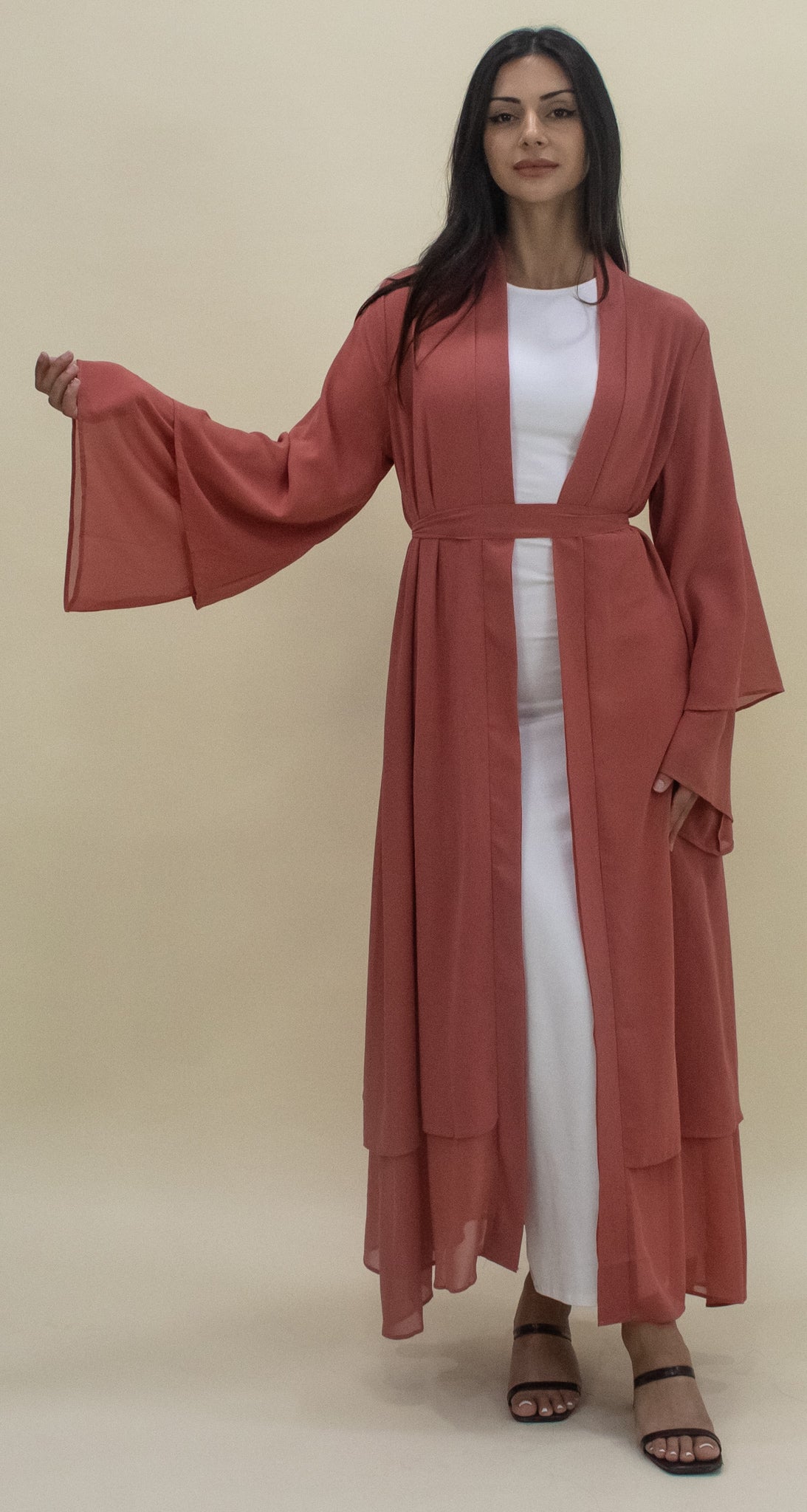 Nour Open Abaya - Salmon