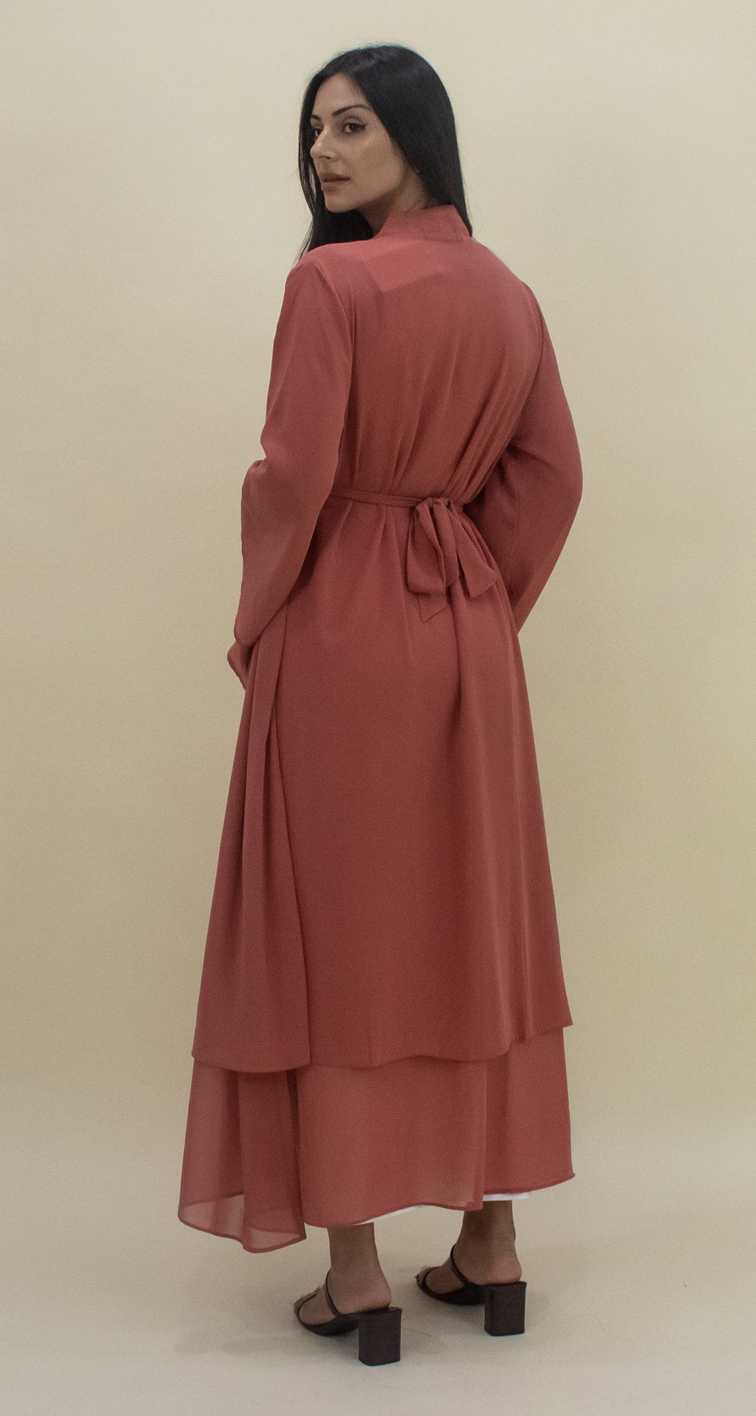 Nour Open Abaya - Salmon