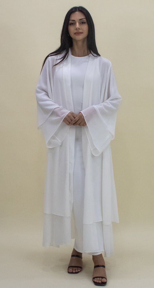 Nour Open Abaya - White