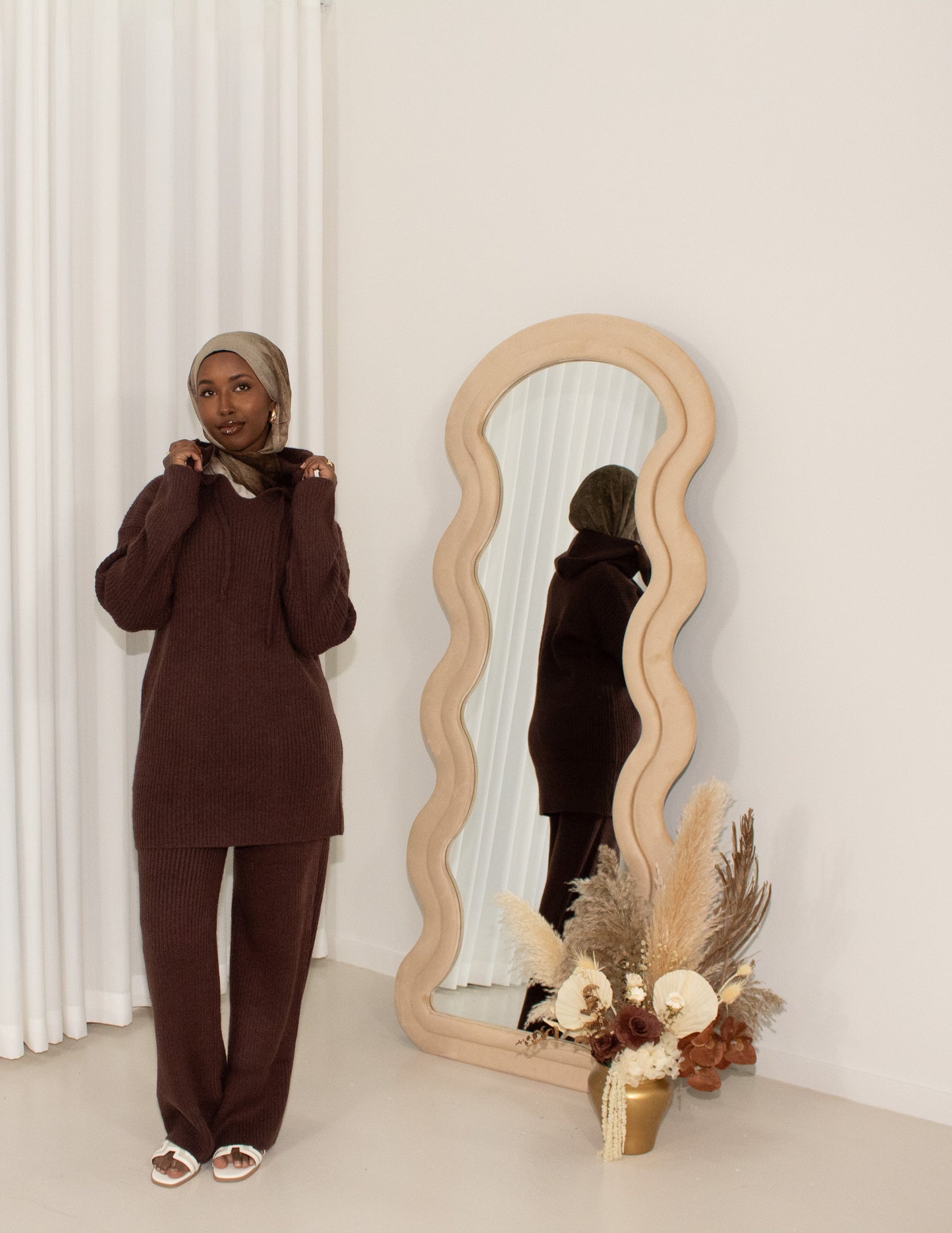 Knit Hoodie Set - Chocolate Brown