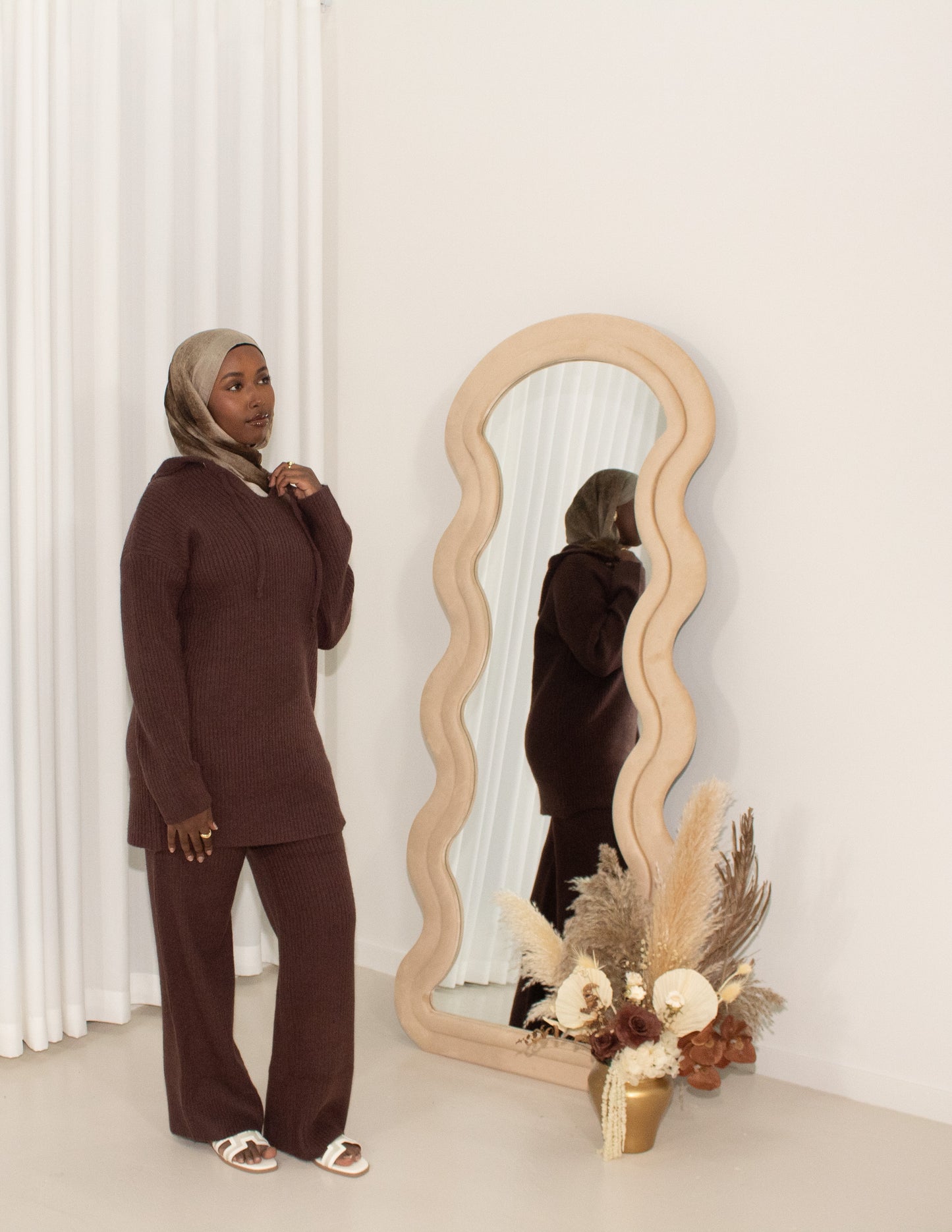 Knit Hoodie Set - Chocolate Brown
